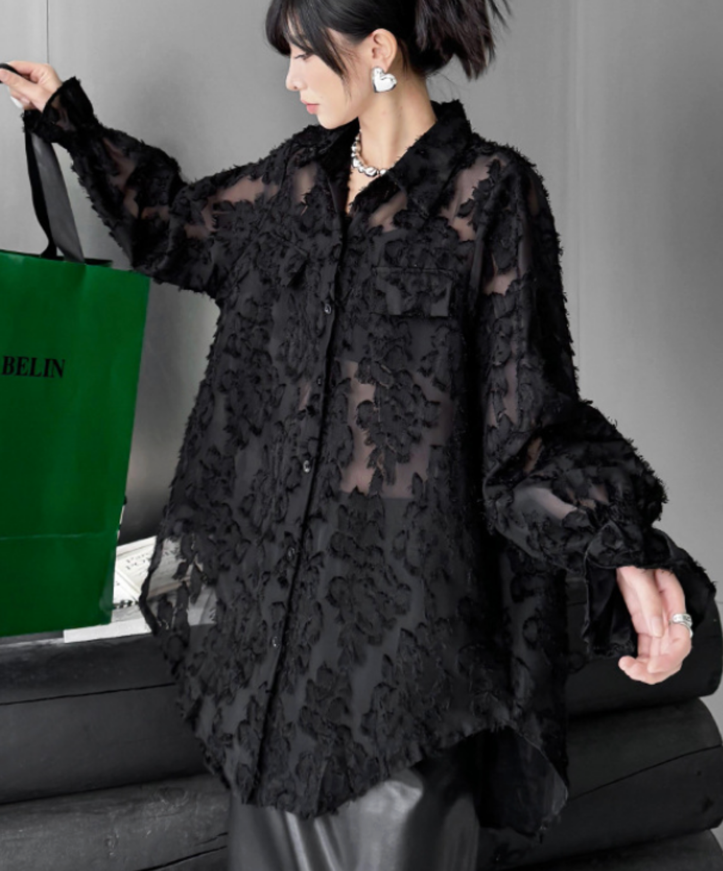 european style 3d floral pattern shirt EN2713