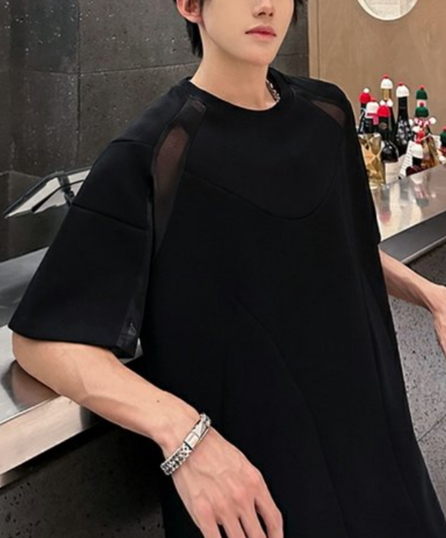 see-through shoulder line t-shirt EN2068