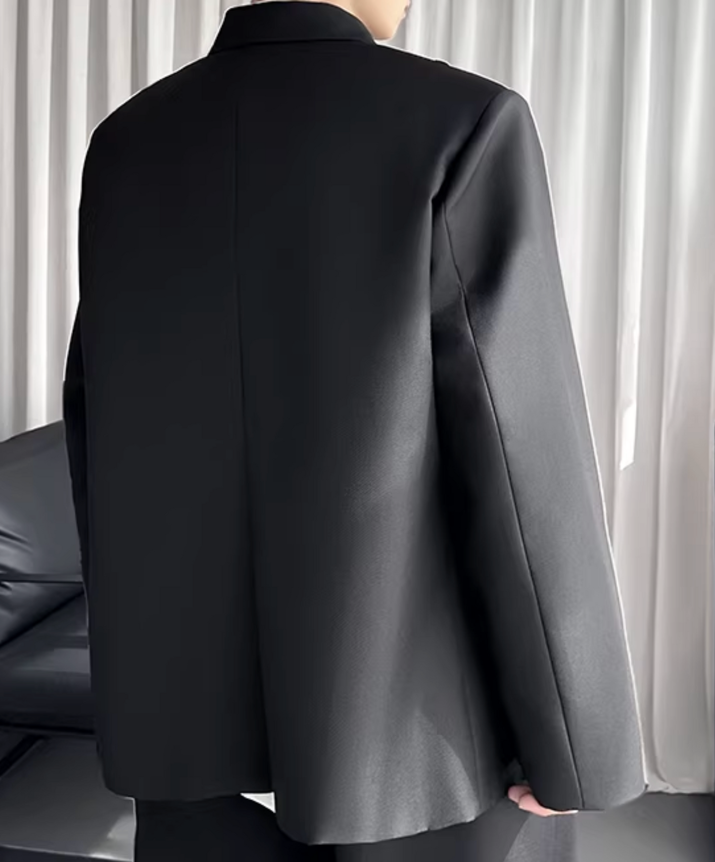 dark asymmetrical high-end lapel jacket EN2624