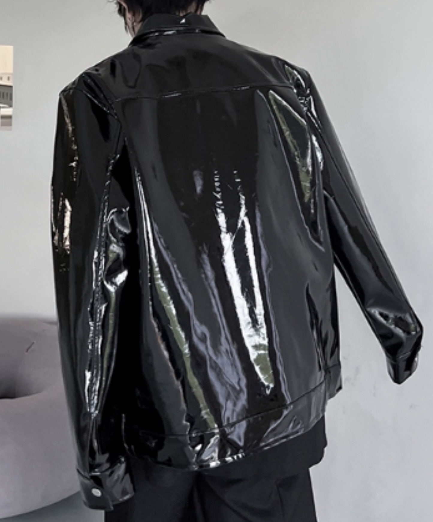 dark pu leather jacket EN1145