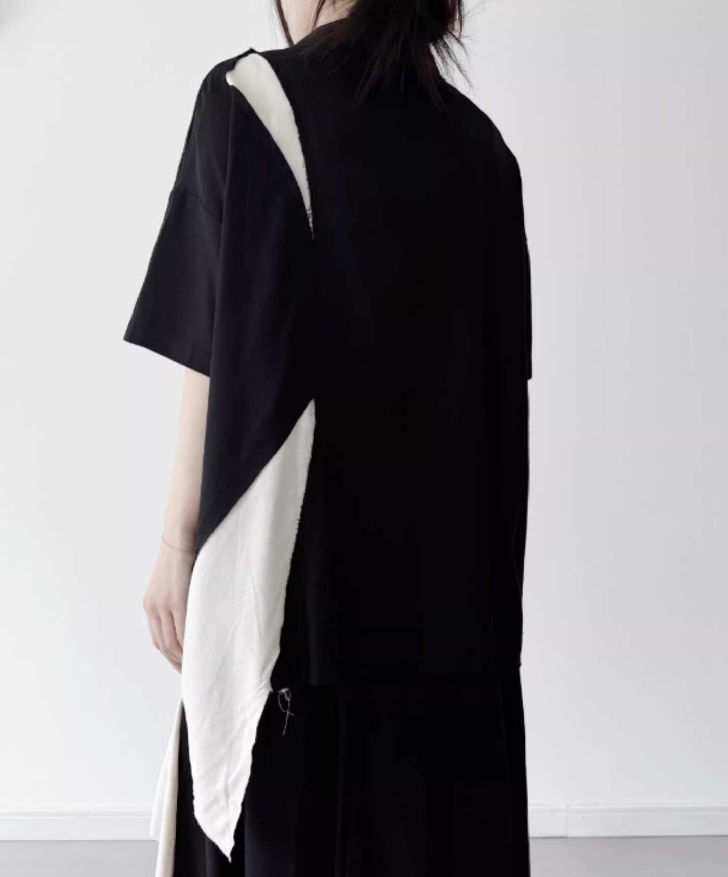 dark Irregular color block short-sleeved shirt EN2809