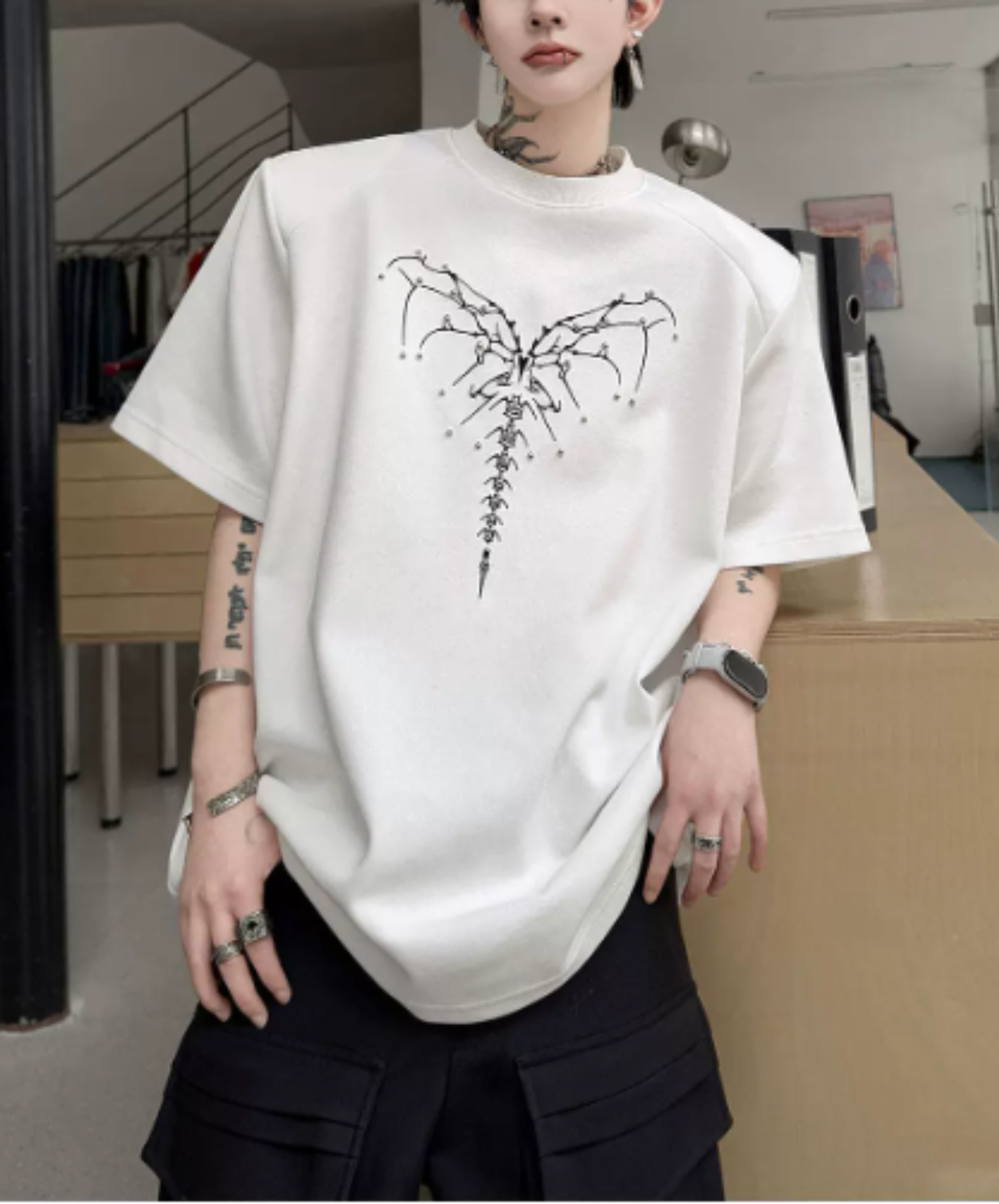 dark heart bead embroidery t-shirt EN2875