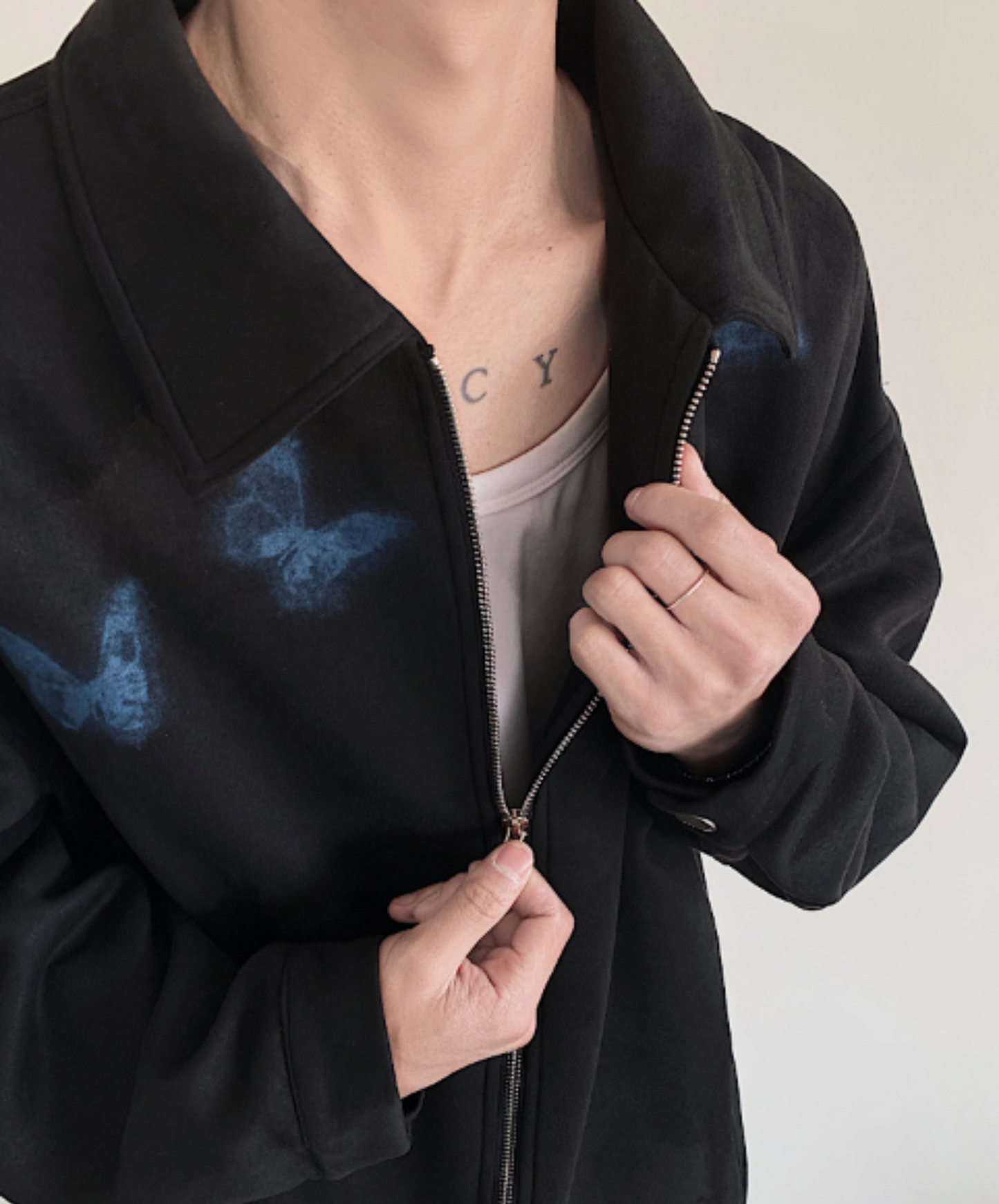dark butterfly print retro shorts jacket EN2012