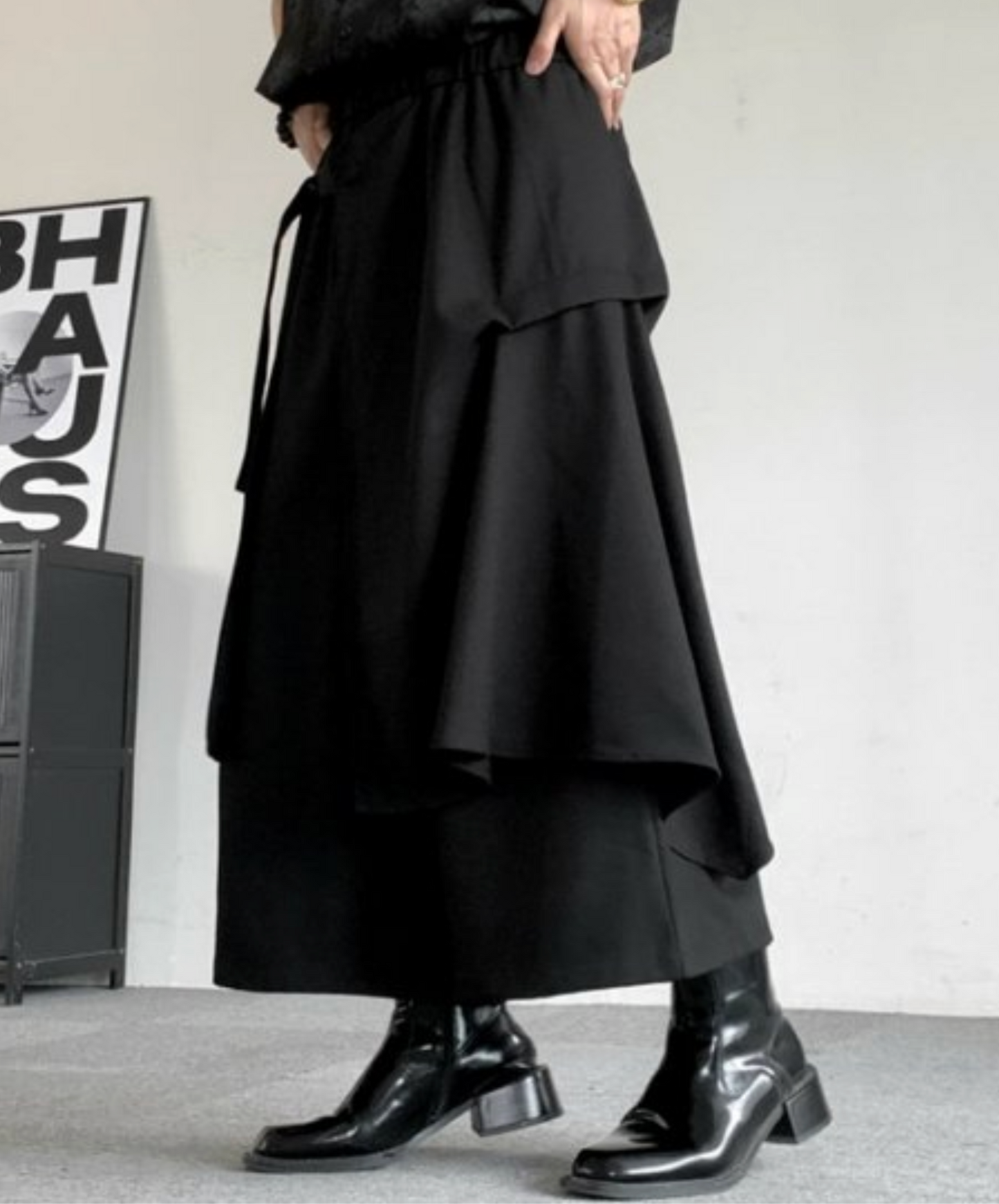 dark fake two-piece hakama pants EN2430