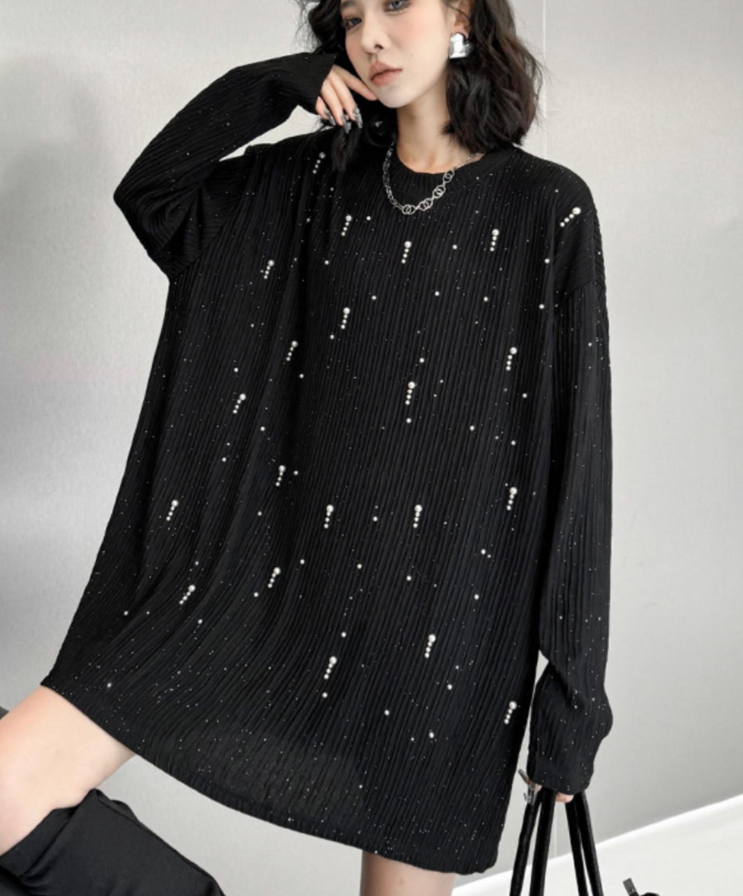 stardust motif bead embroidery long t-shirt EN2341