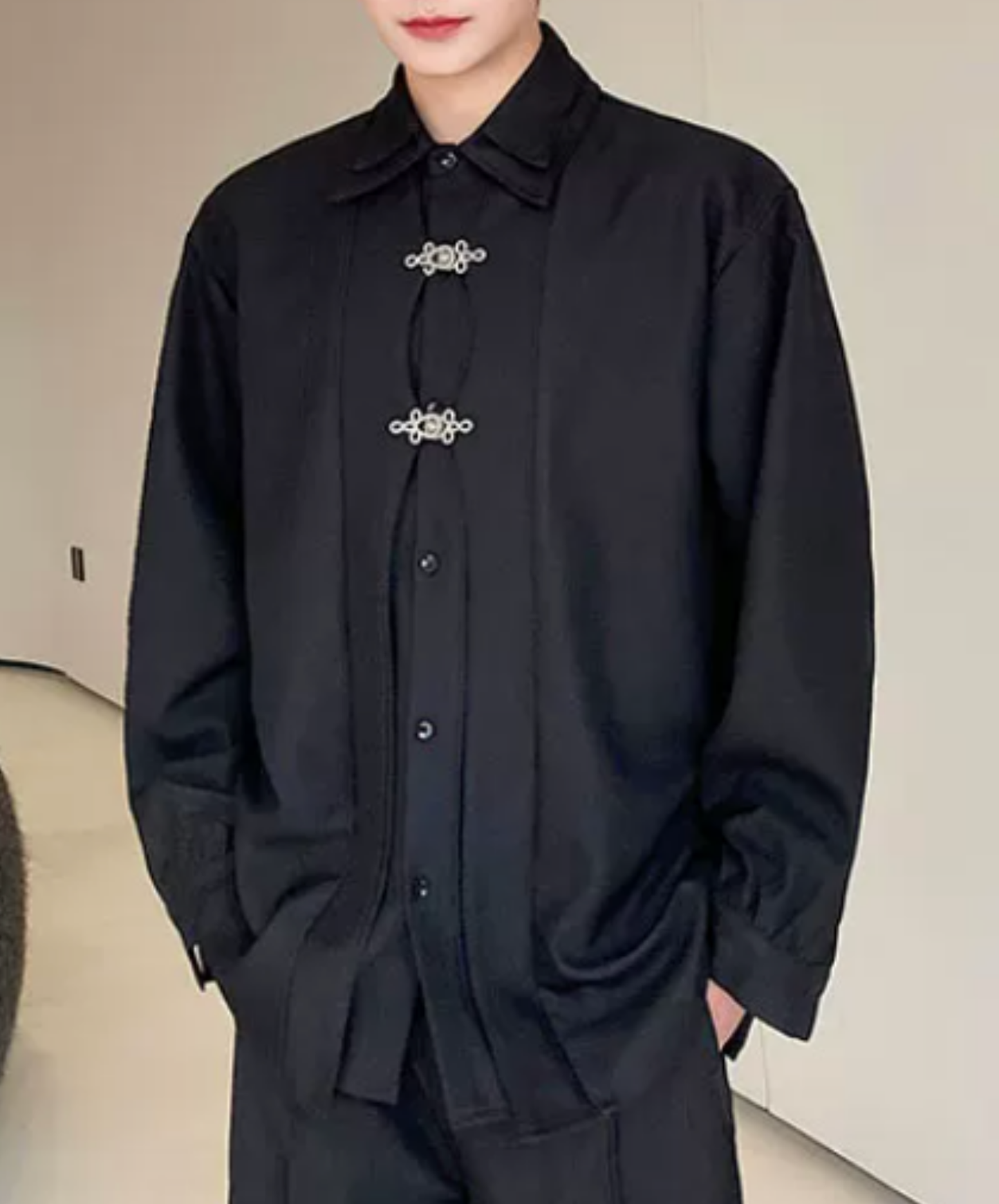 chinese-style button double collar shirt EN2849