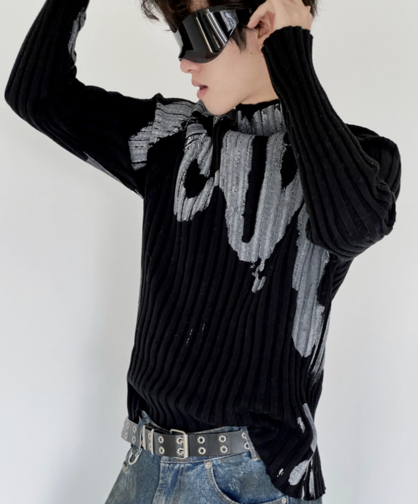 slim fit monotone gradation sweater EN2517