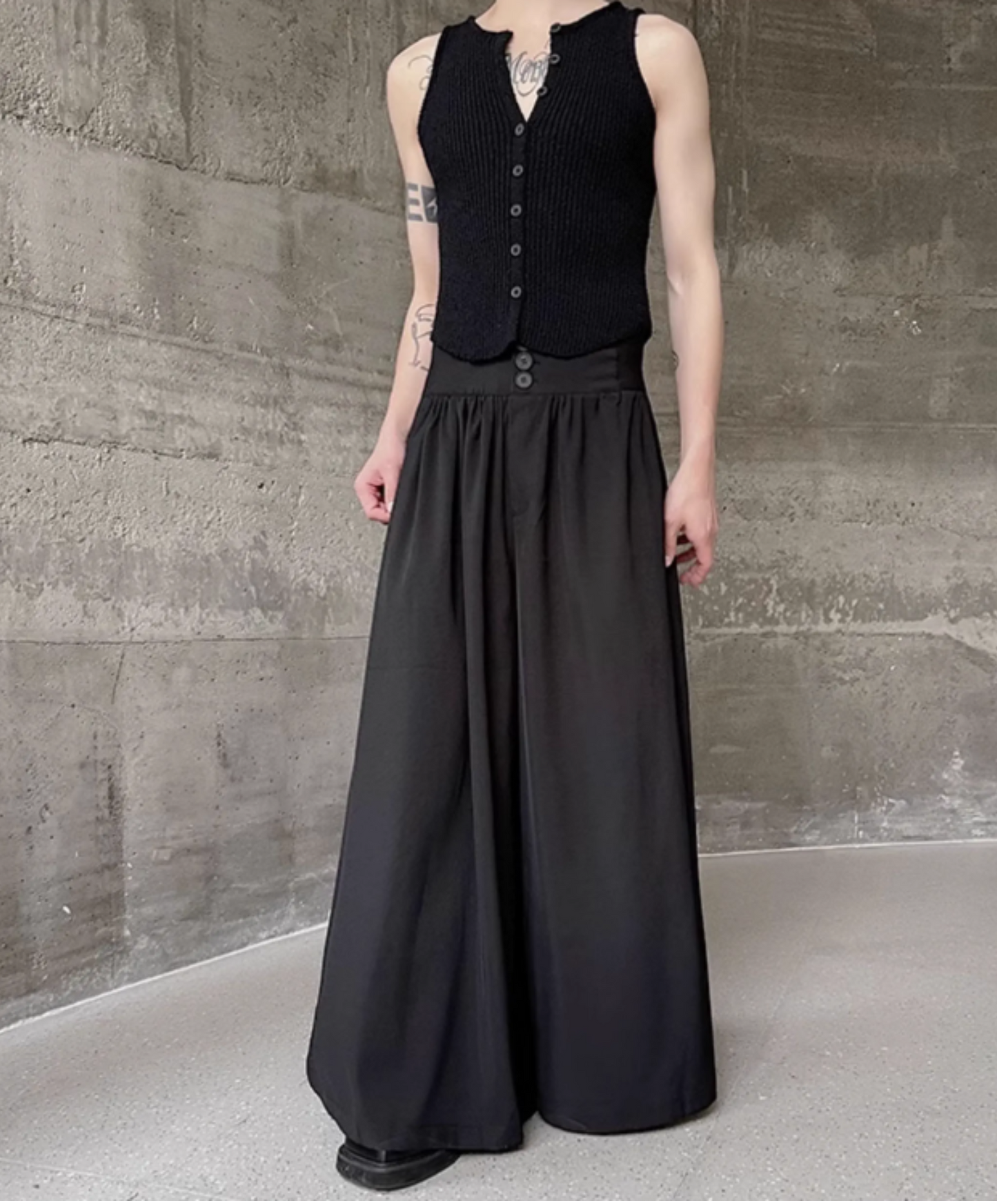 dark wide silhouette pants EN1855