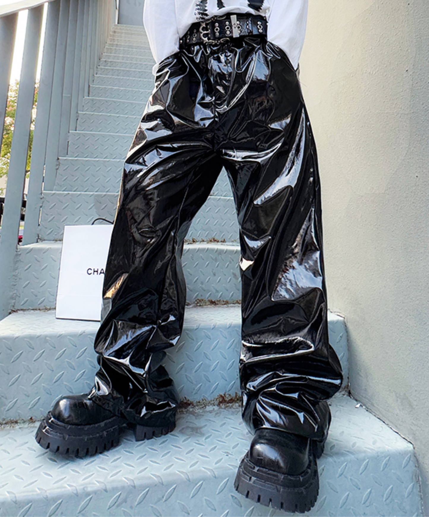 pu glossy casual pants EN2502