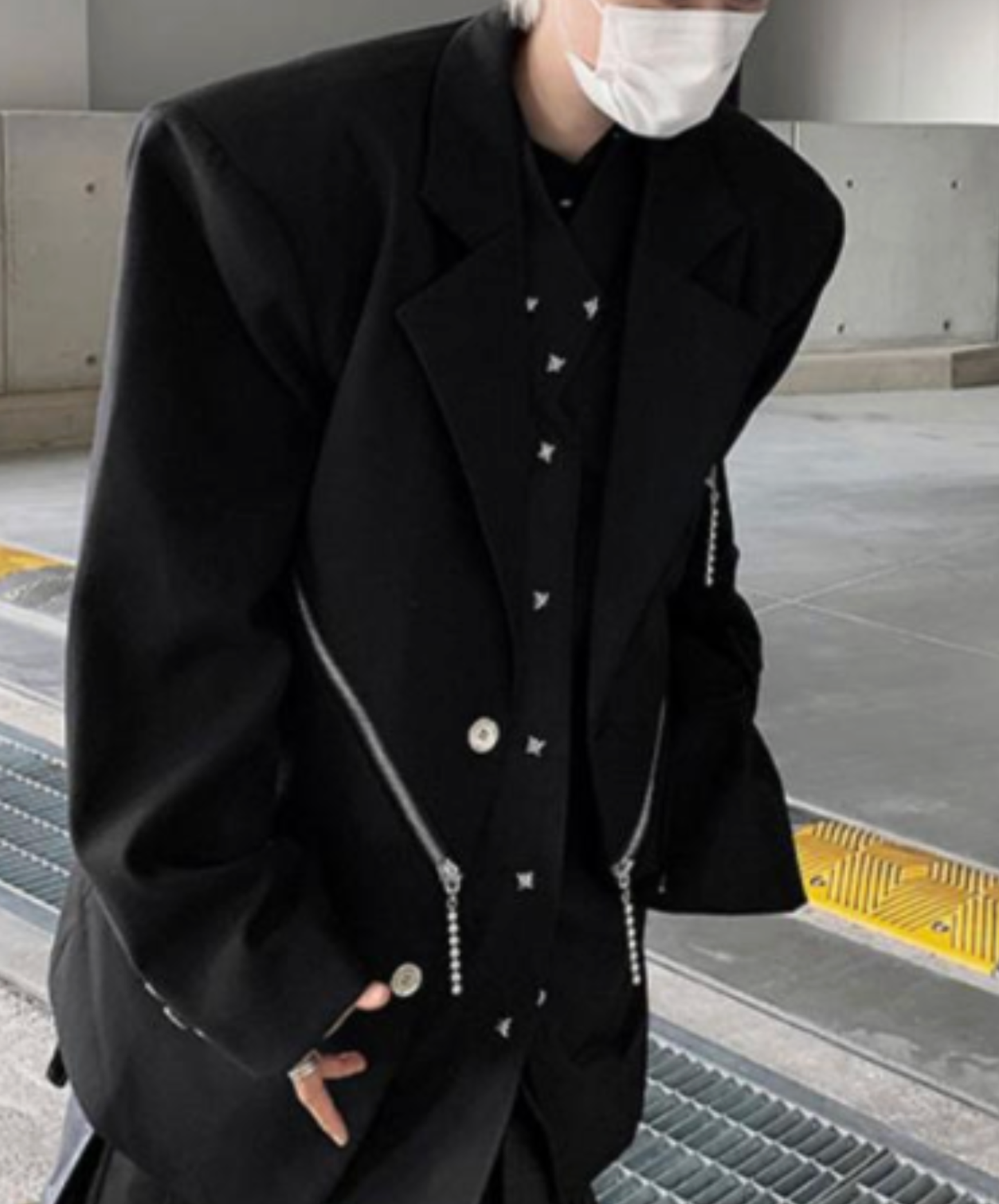 【style84】dark mode outfit set EN2630（jacket + sweatshirt + pants set）