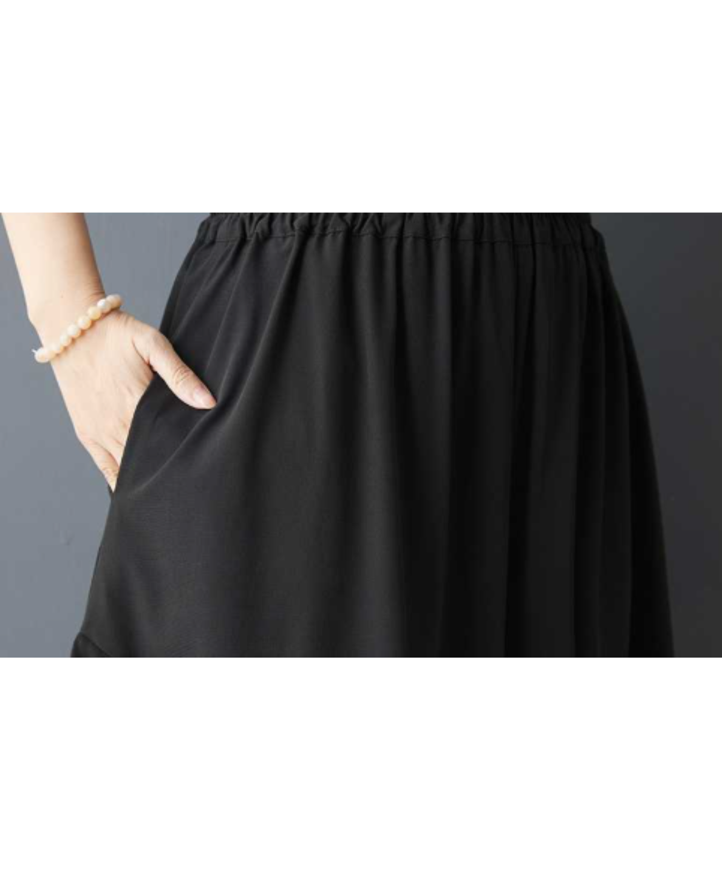 dark chiffon patchwork ruffles wide pants EN3056