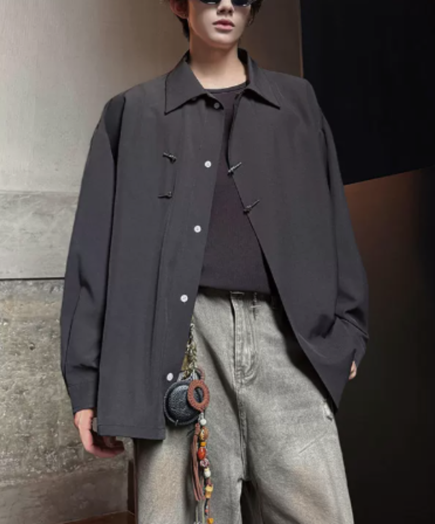 retro chinese-style metal button shirt EN3127