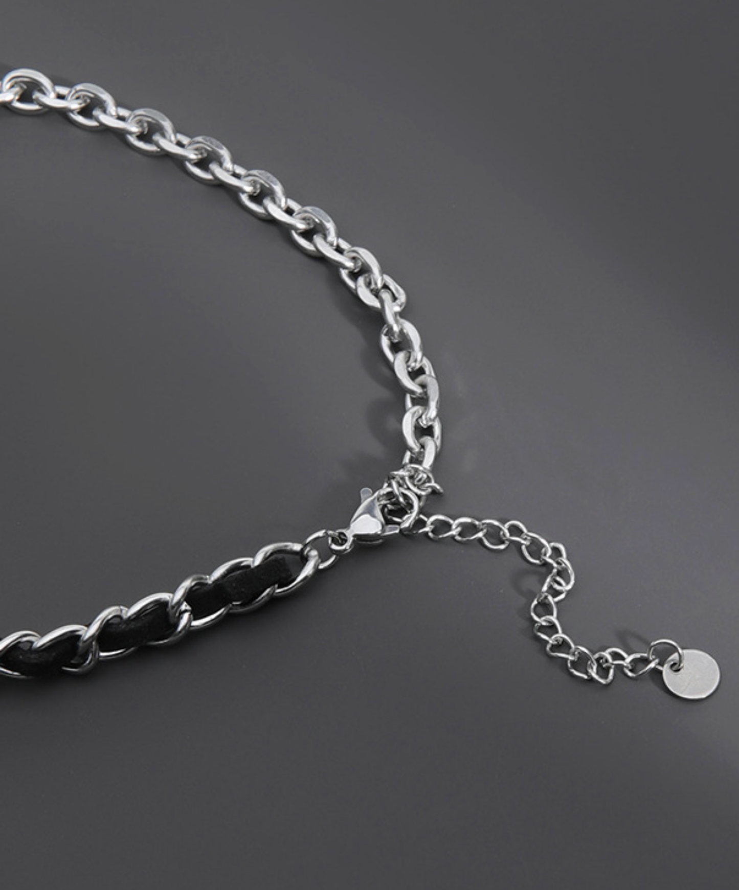 square black & clear stone necklace EN2739