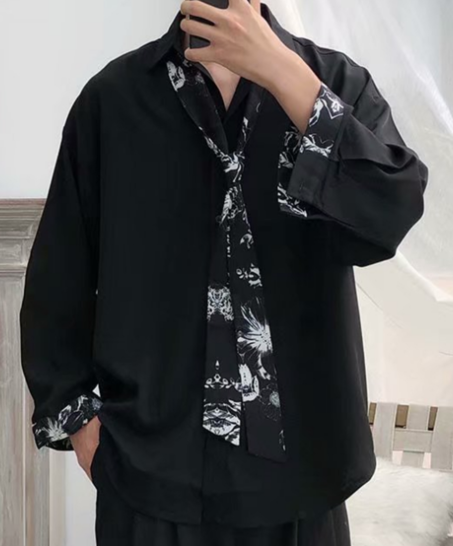 Includes splicing design tie shirt EN2383