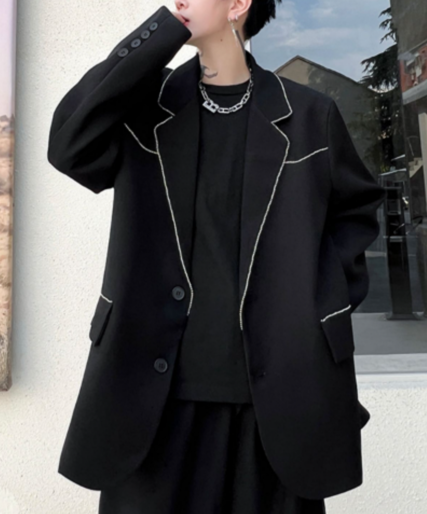 dark bicolor oversize jacket EN1361
