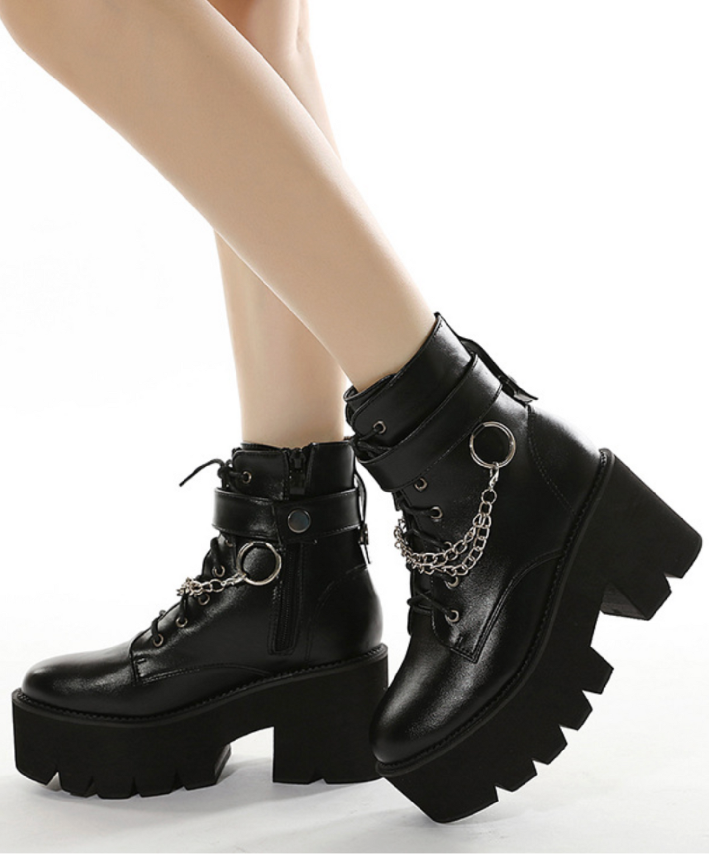 ring chain waterproof platform boots EN2608
