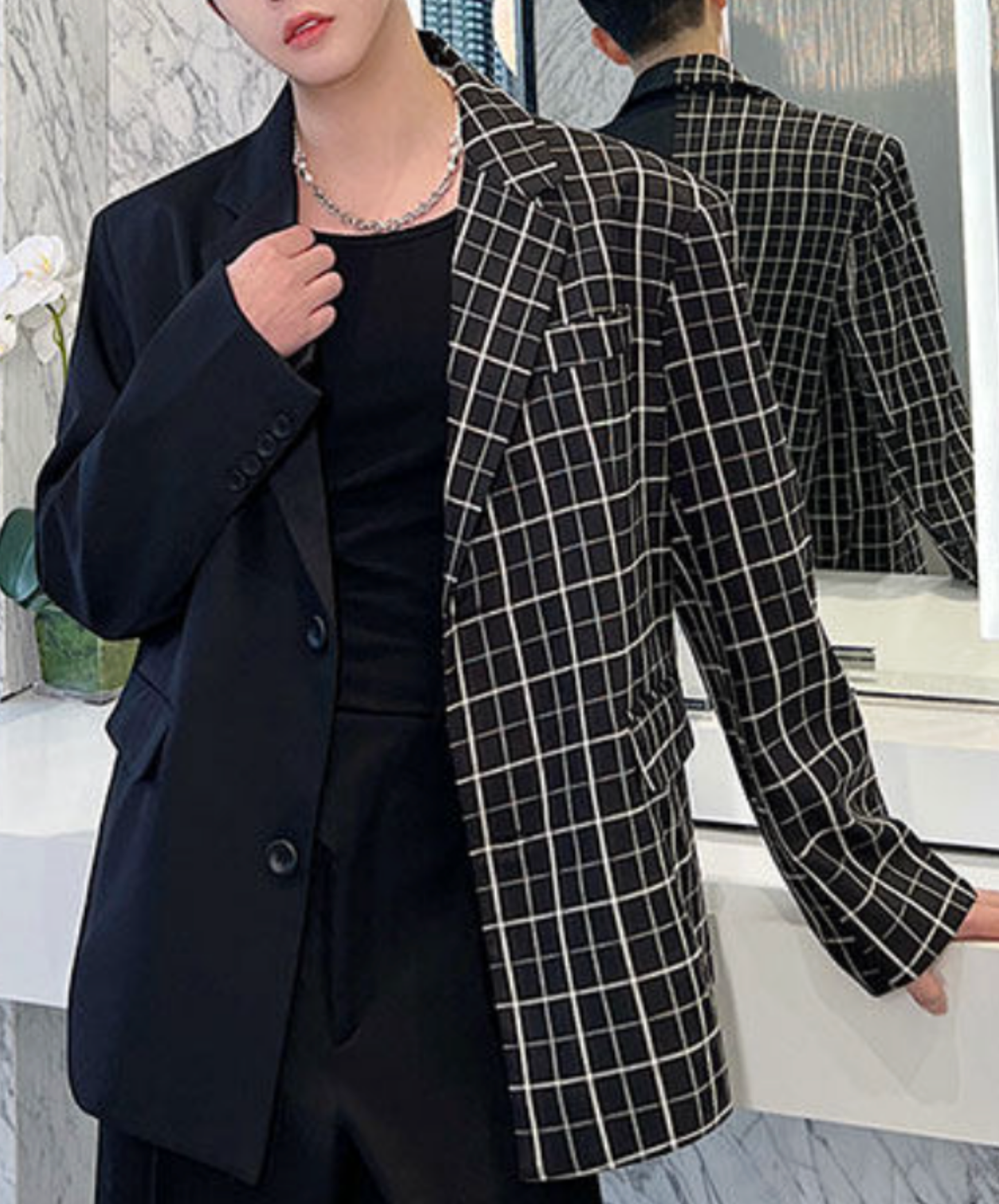 korean style oversized patchwork jacket EN2669