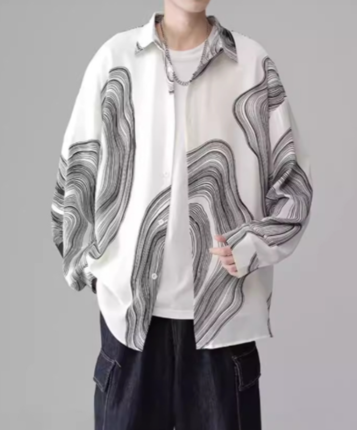 dark tree ring motif shirt EN2407