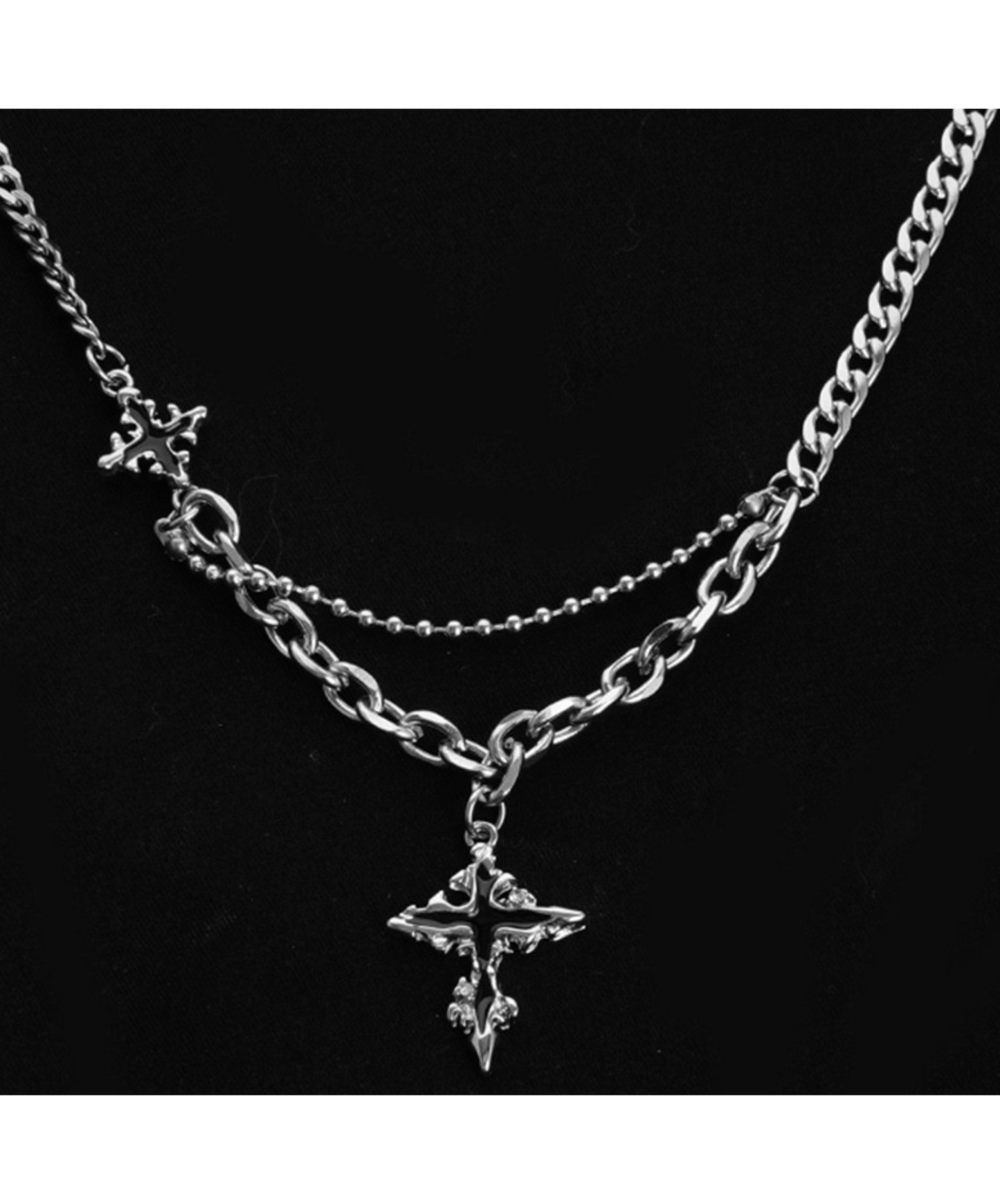 cross star silver necklace EN2463
