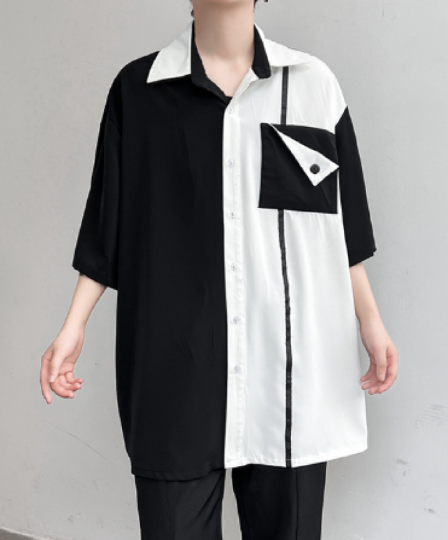 monochrome asymmetric color scheme shirt EN3007