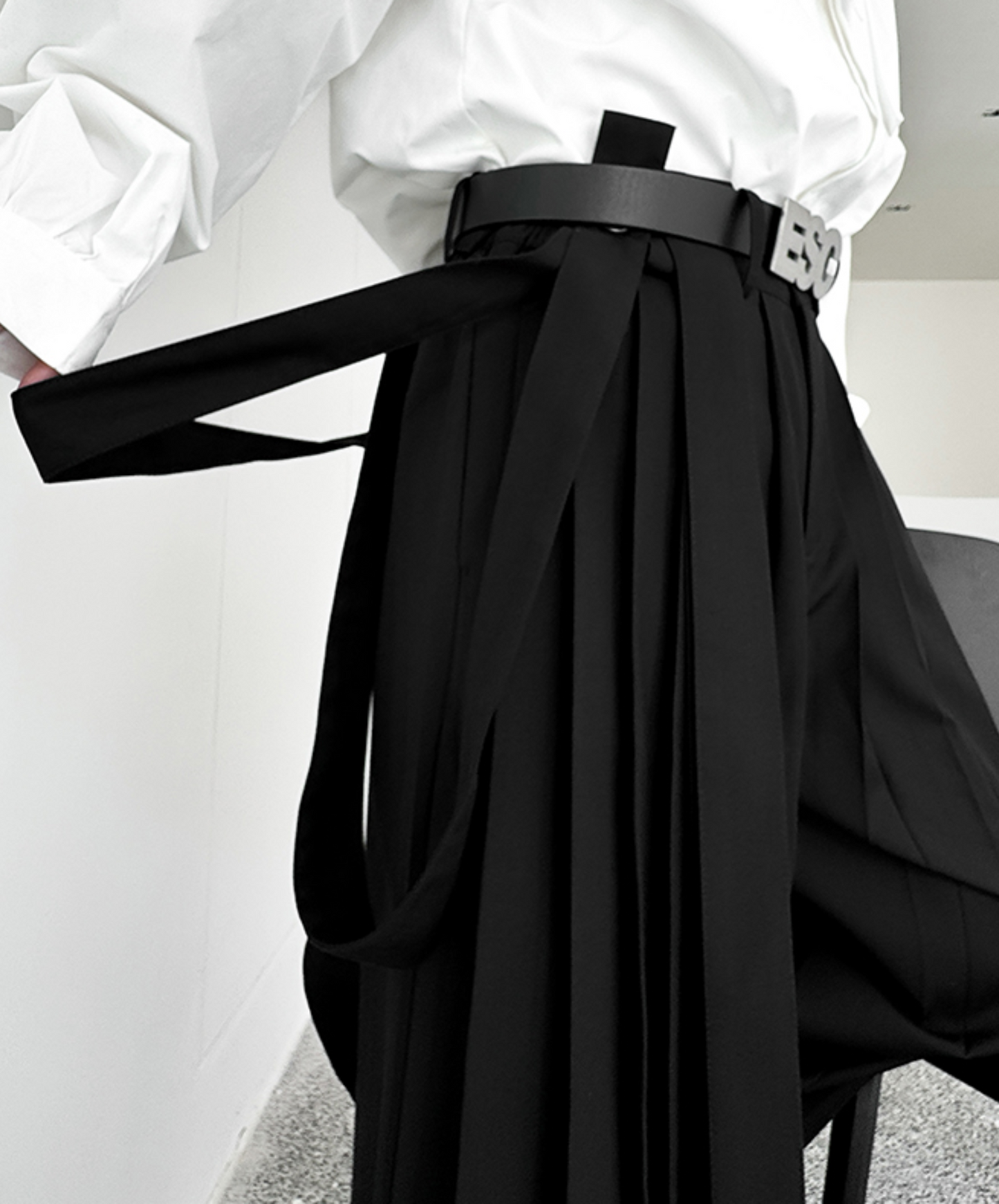 dark pleated wide pants EN1880