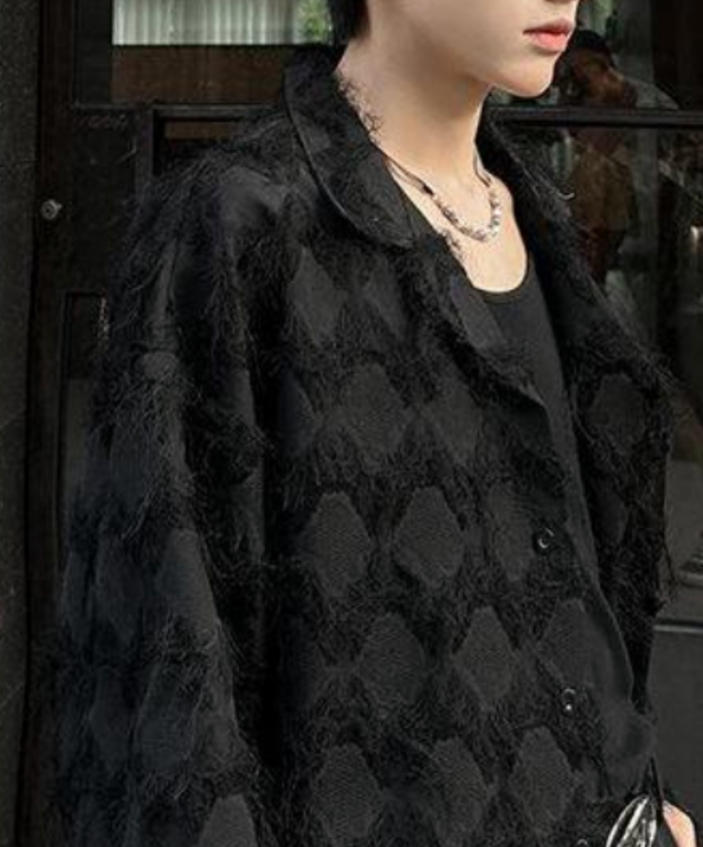 diamond pattern fringe decoration shirt EN2658
