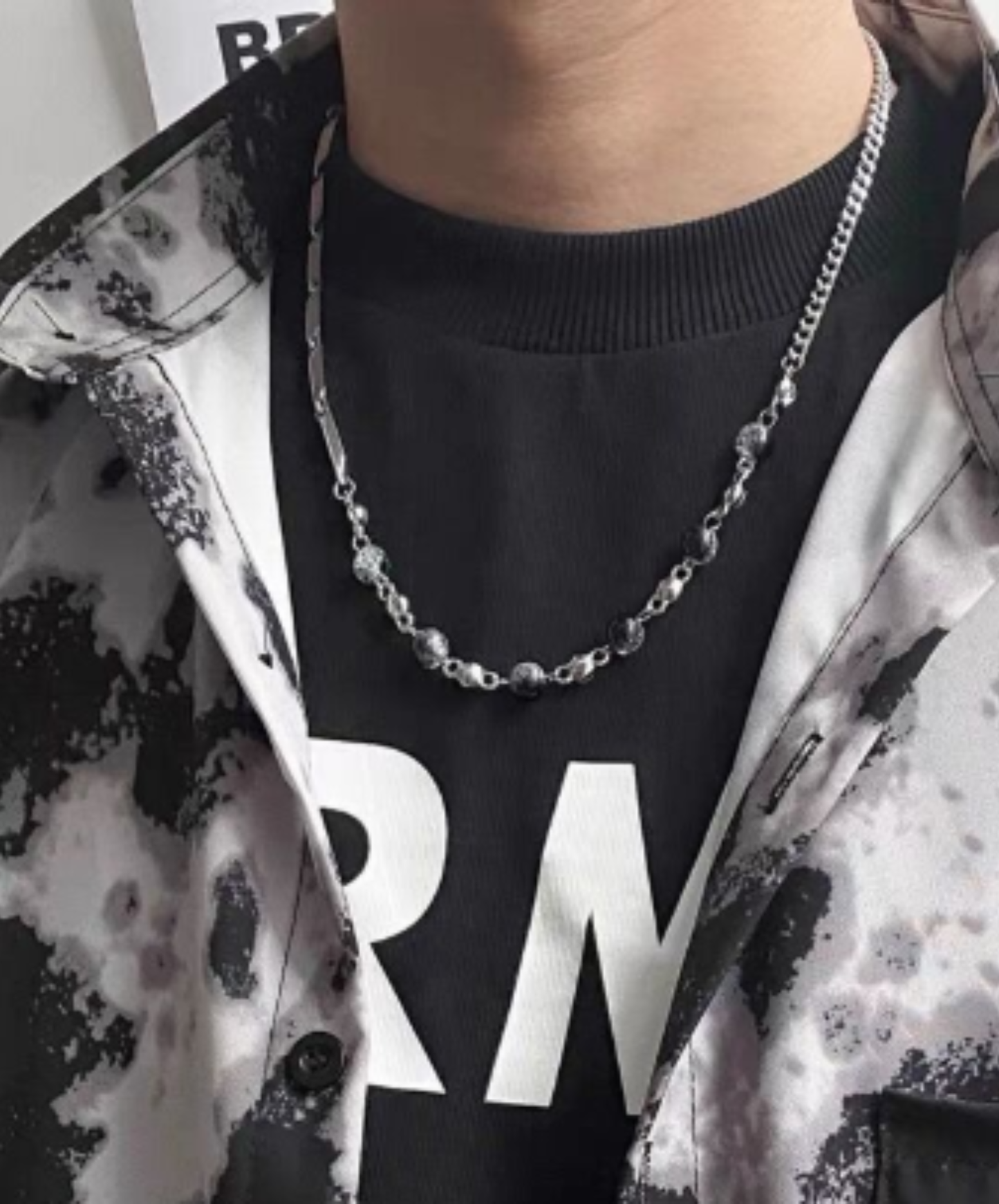 silver chain clear parts necklace EN2930