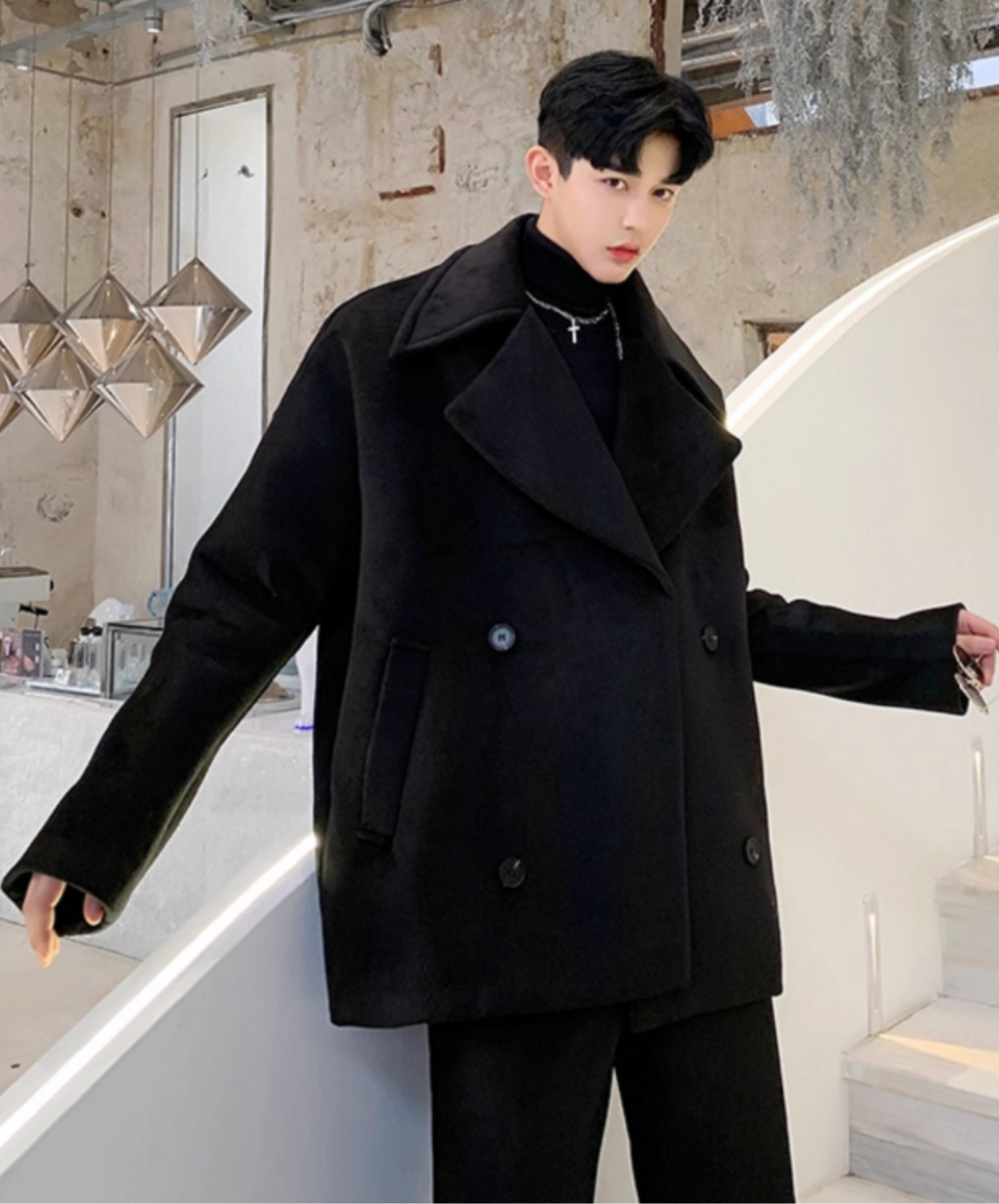 dark double-breasted with lapels jacket EN2528