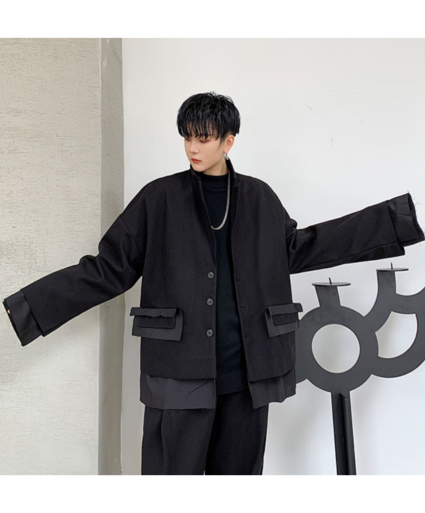dark fake two-piece blunt cut jacket EN2374