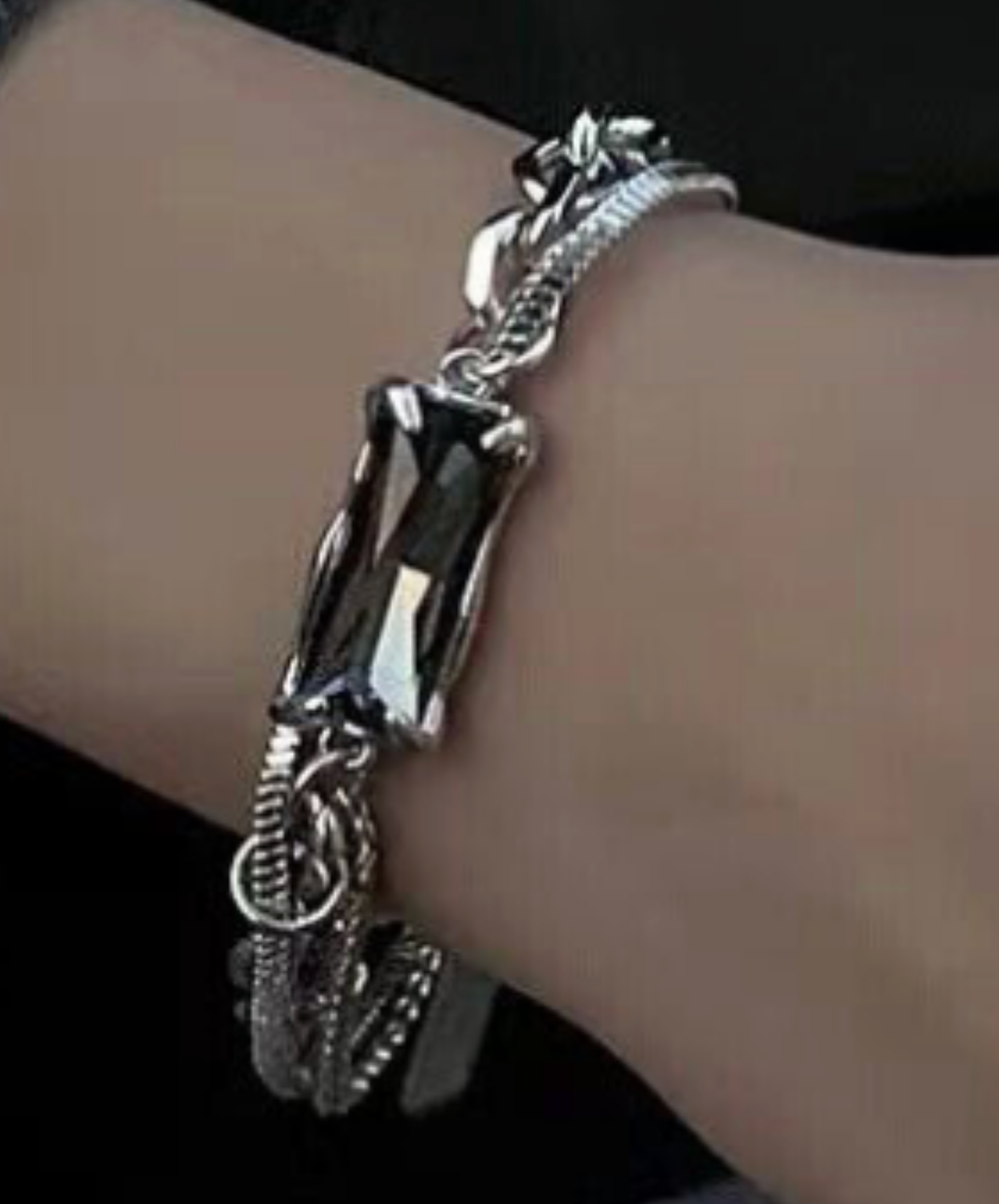 three types of chains with stones bracelet EN2758