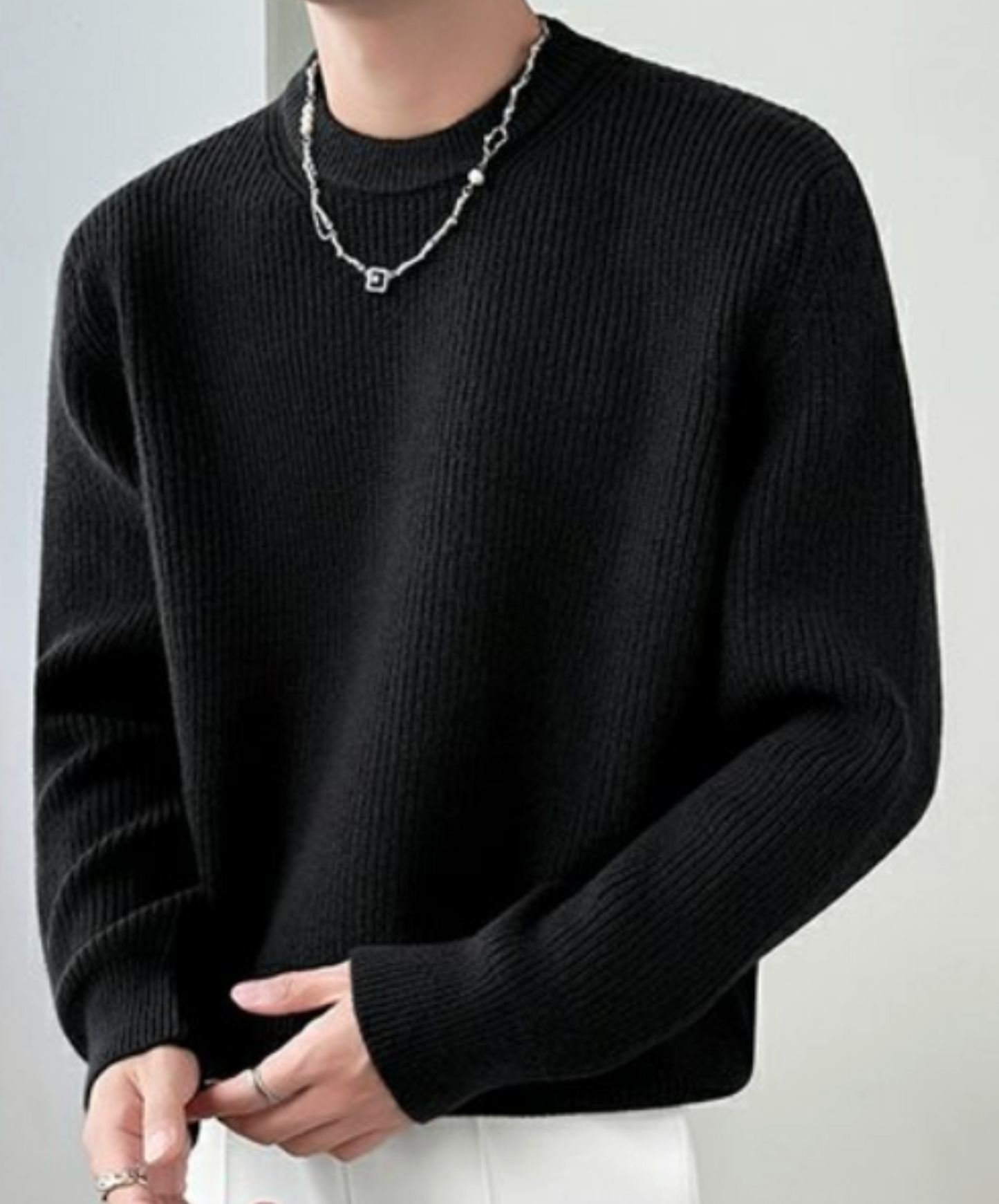 chunky knit crew neck sweater EN2542