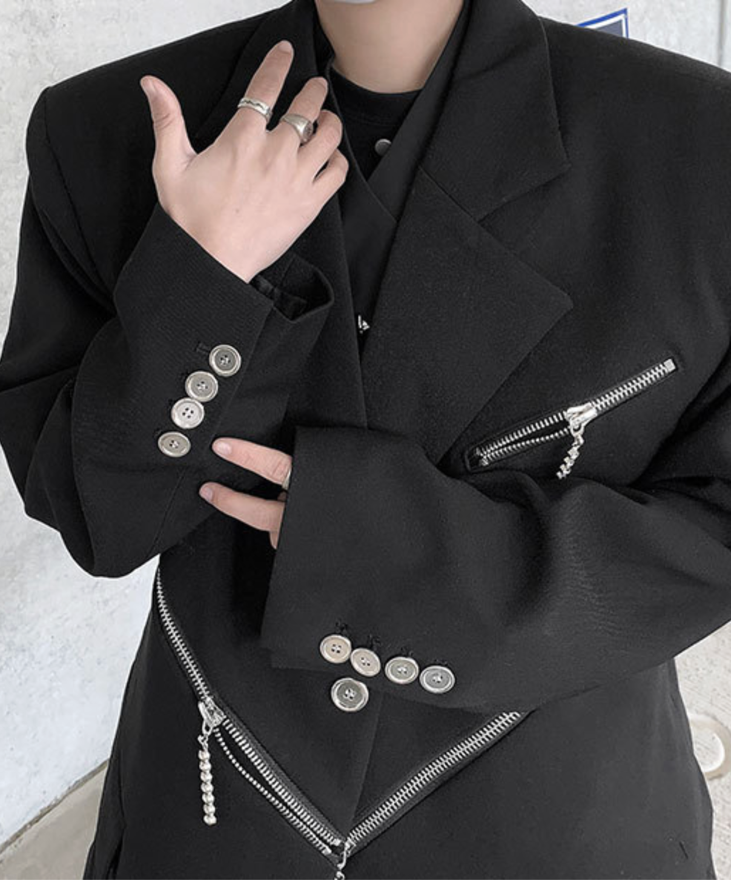 【style79】dark mode outfit set EN2535（jacket + shirt + pants set）