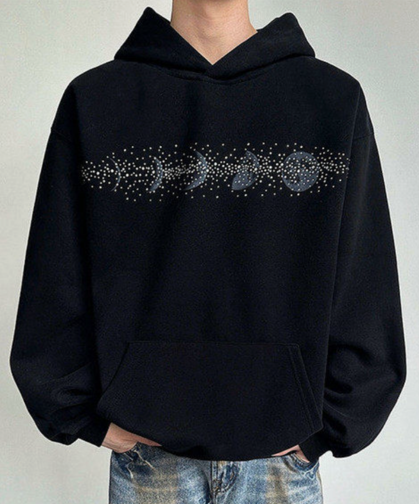 moon rhinestone loose hoodie EN2690