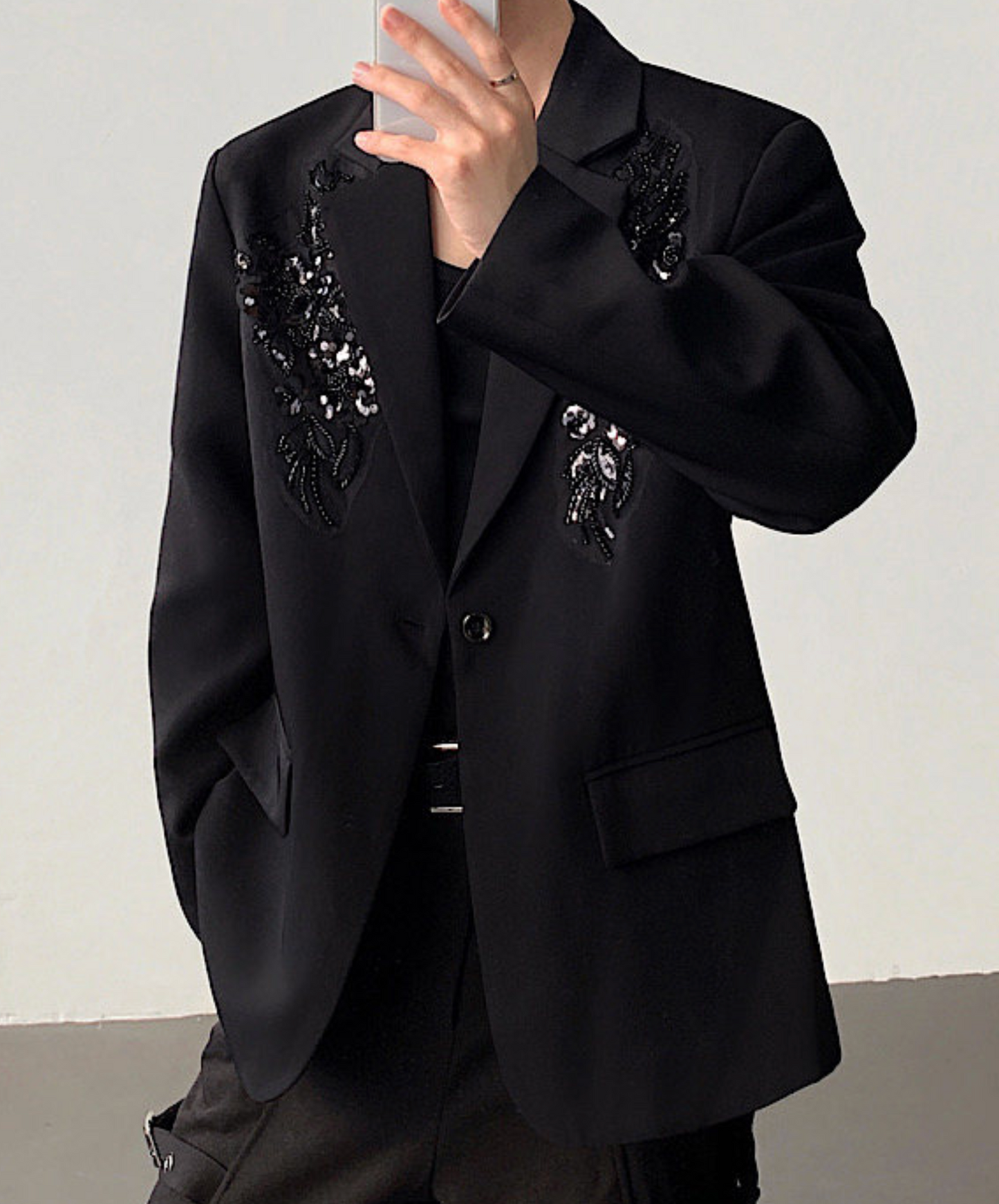 sequin 3d flower embroidery jacket EN2519