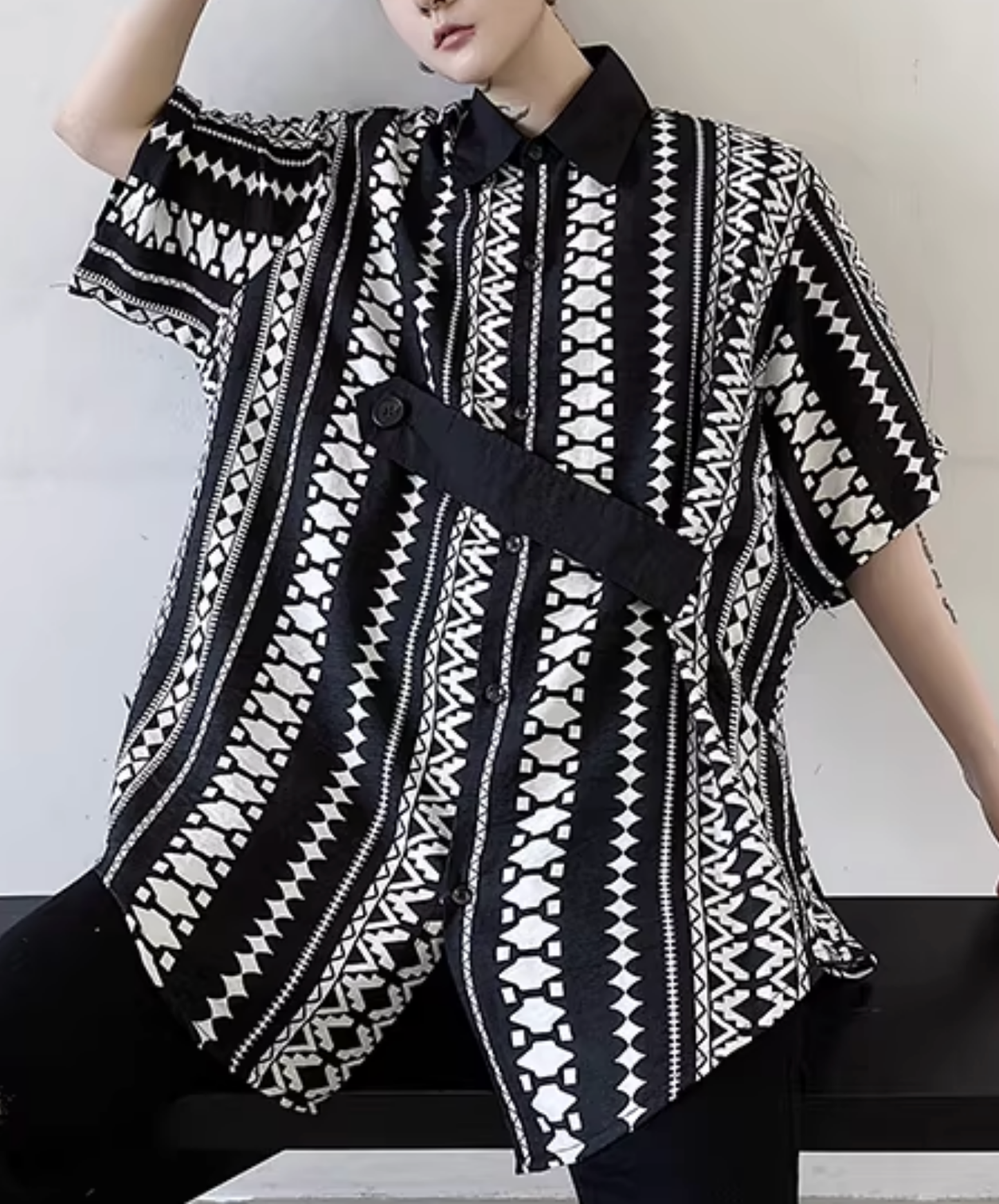ethnic-like patterns stripe shirt EN2815