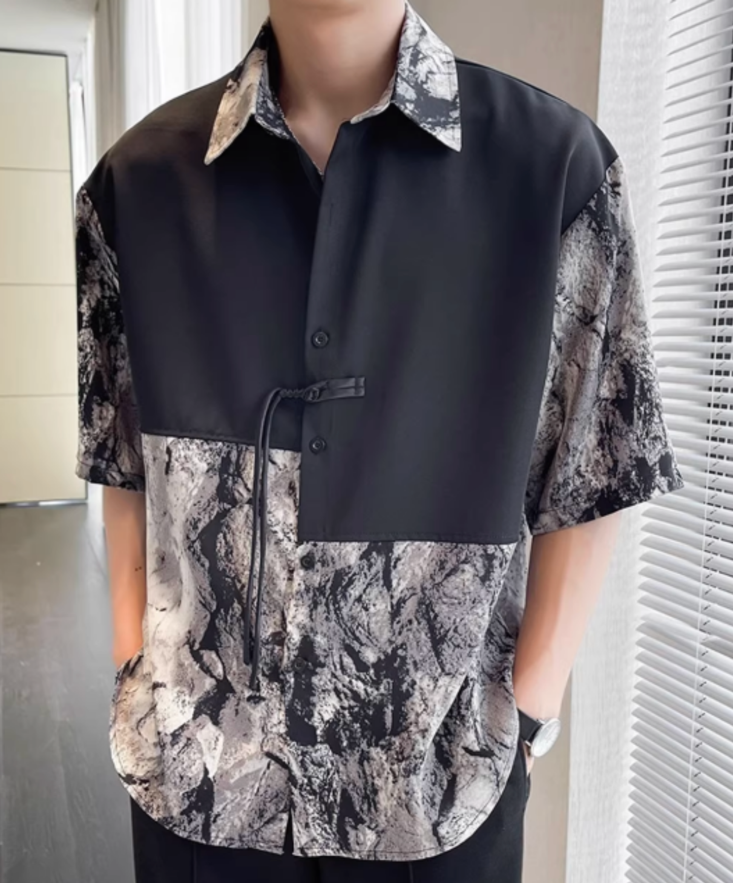 color block asymmetrical shirt EN2811