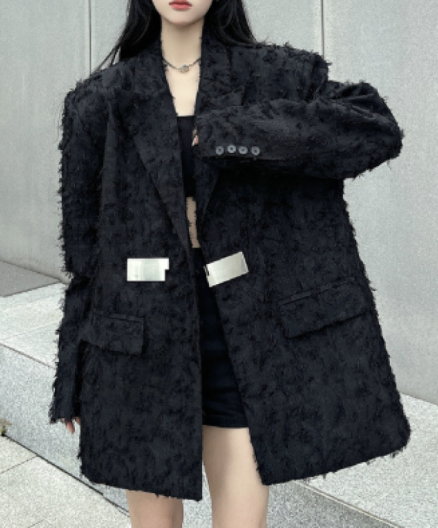 3d fringe metal buckle jacket EN3168