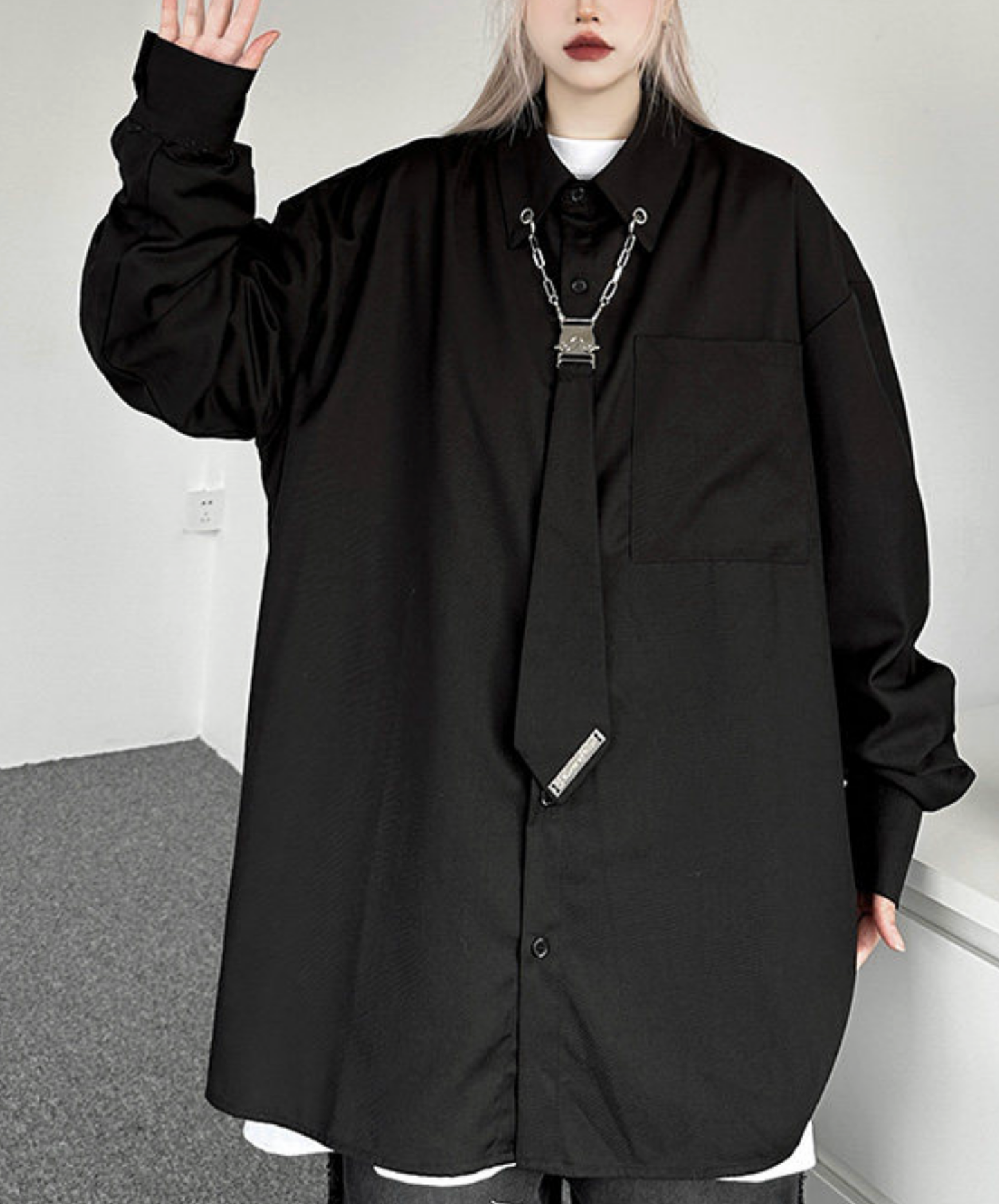 metal chain tie shirt EN2746