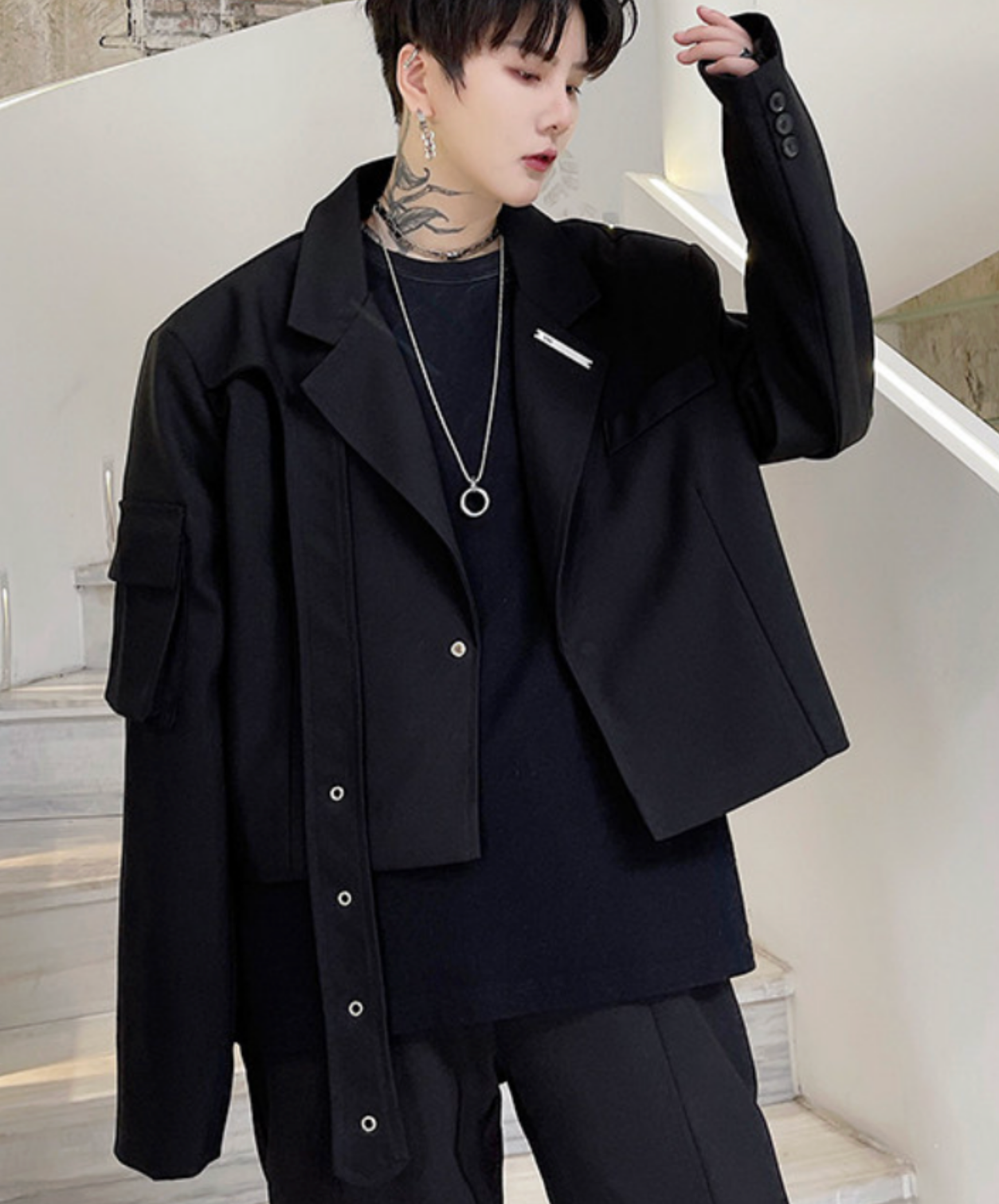 dark short blazer style jacket EN2672