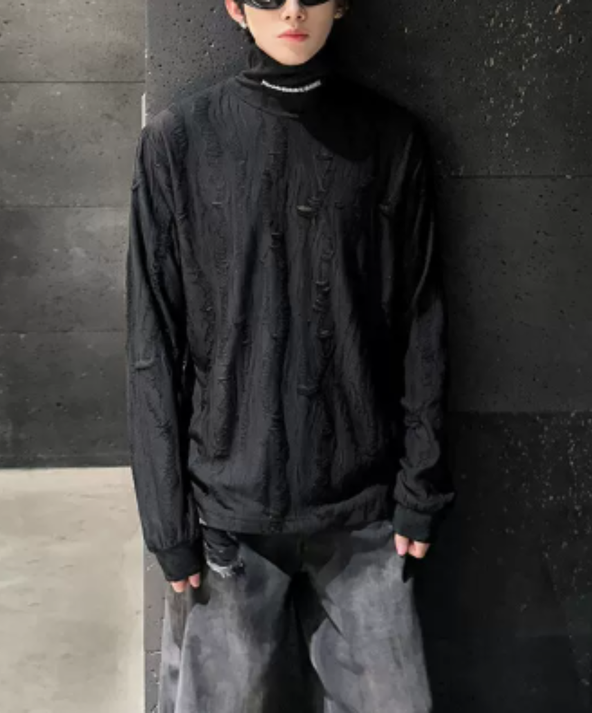 vertical distressed detailing t-shirt EN3237