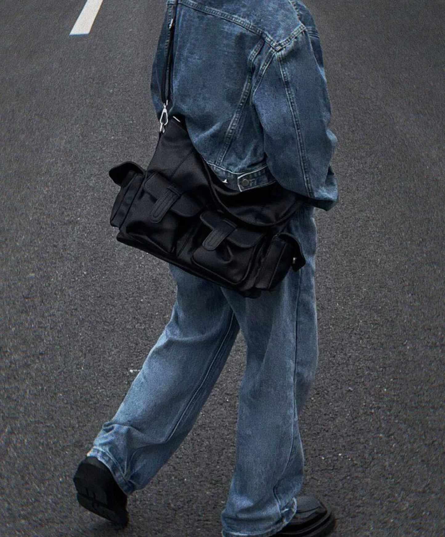 dark large capacity square shoulder bag EN2646