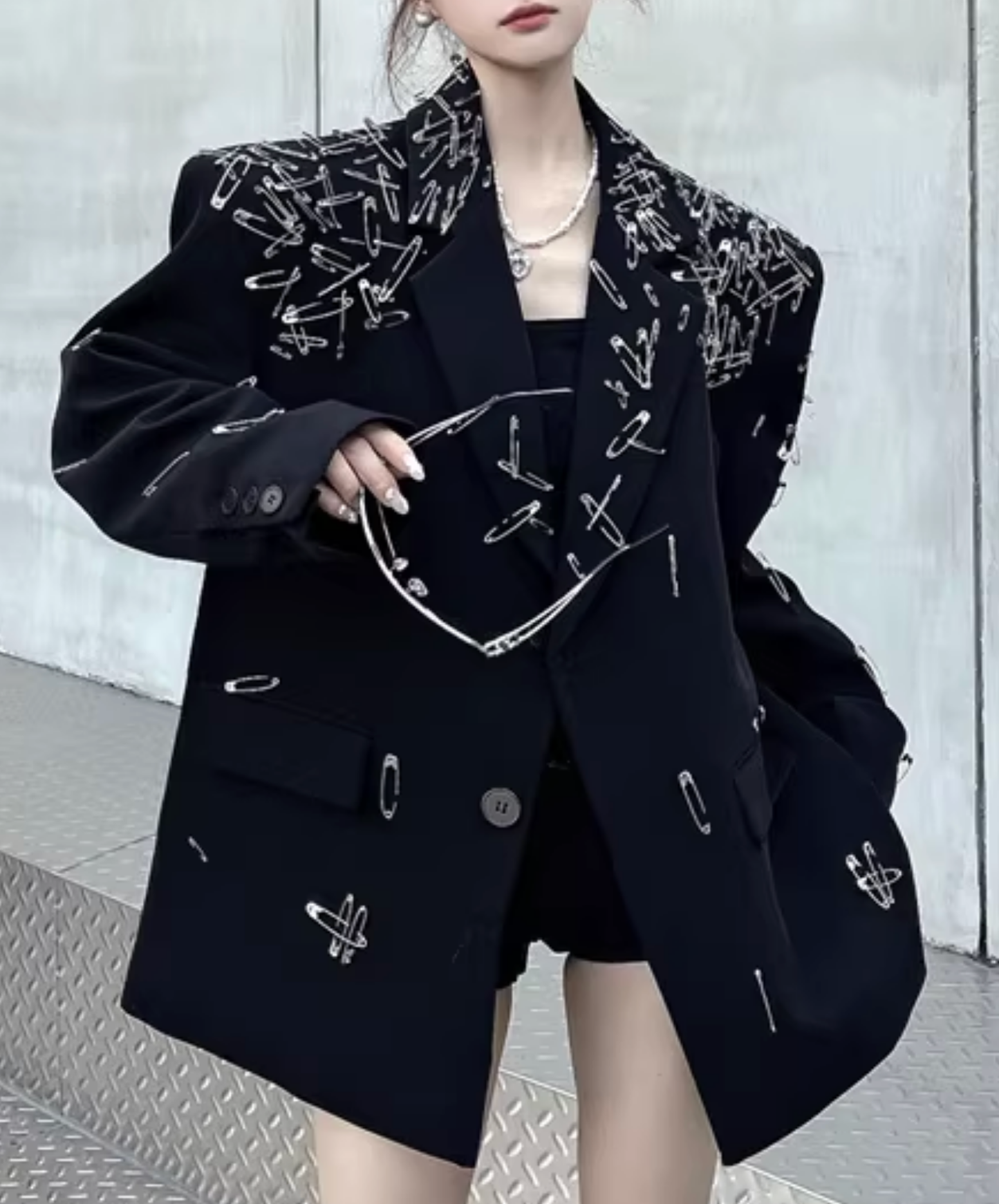 3d safety pin decoration jacket EN2828