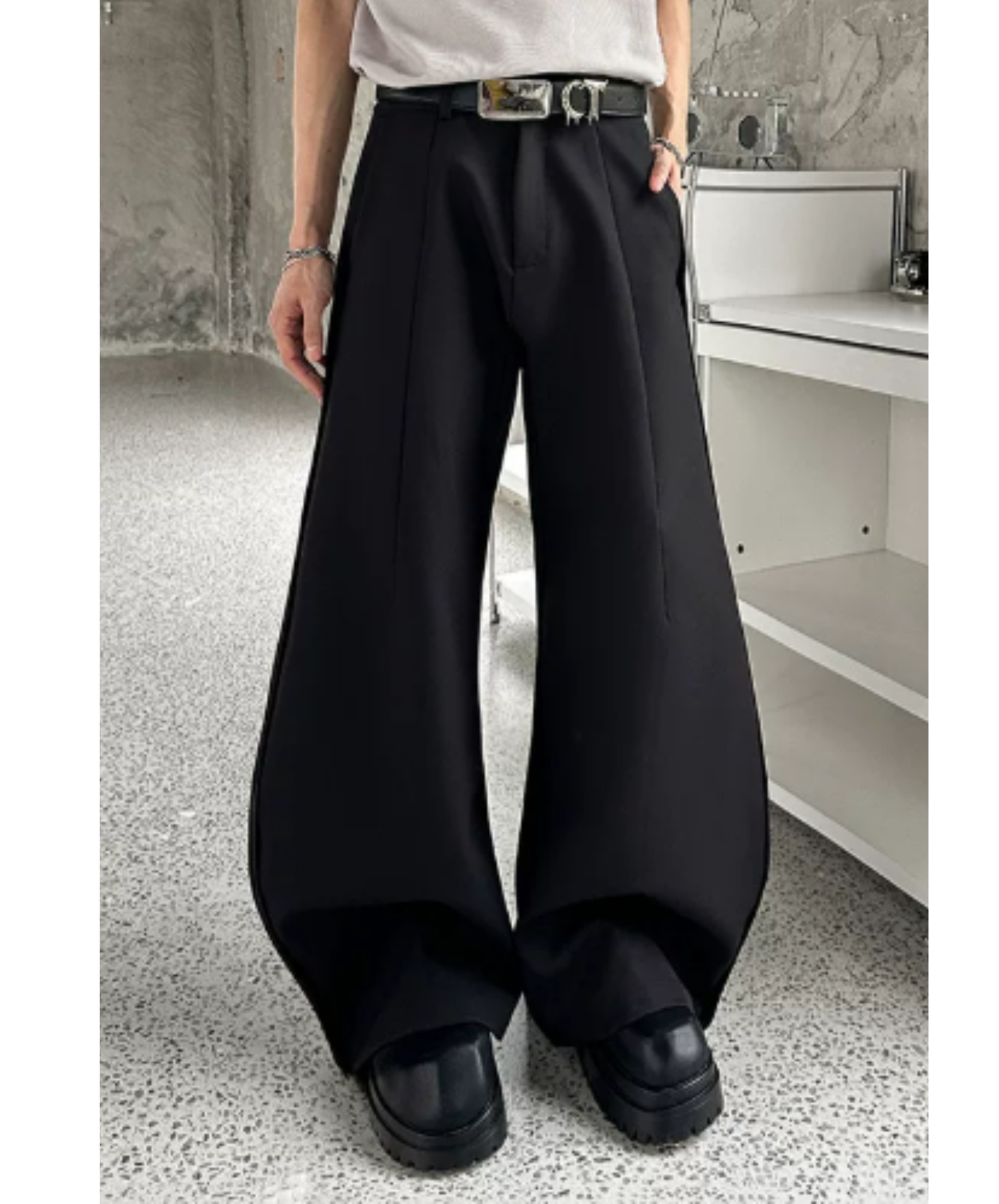 three-dimensional pleats wide pants EN2922
