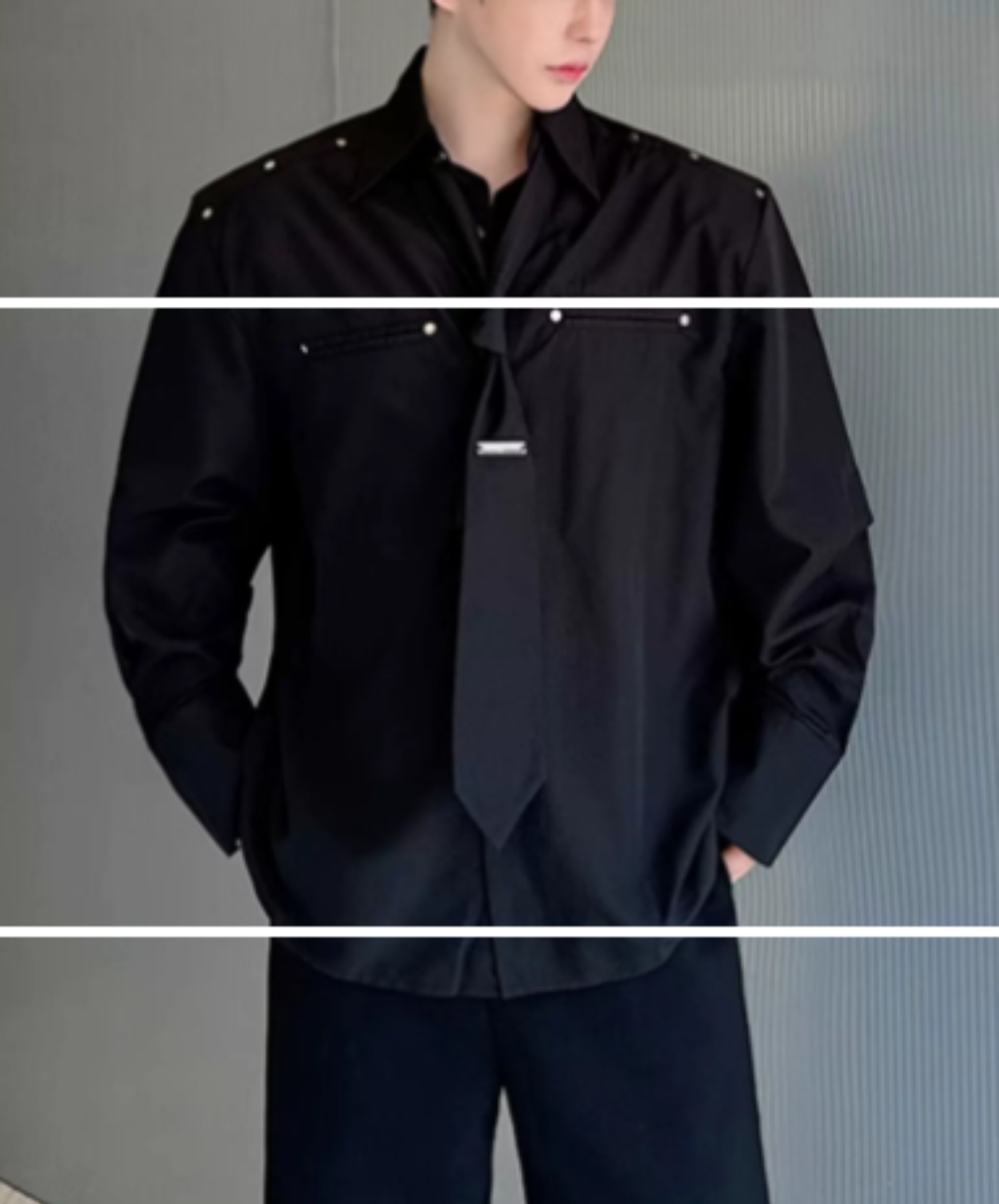 tie with metal rivets shirt EN3025