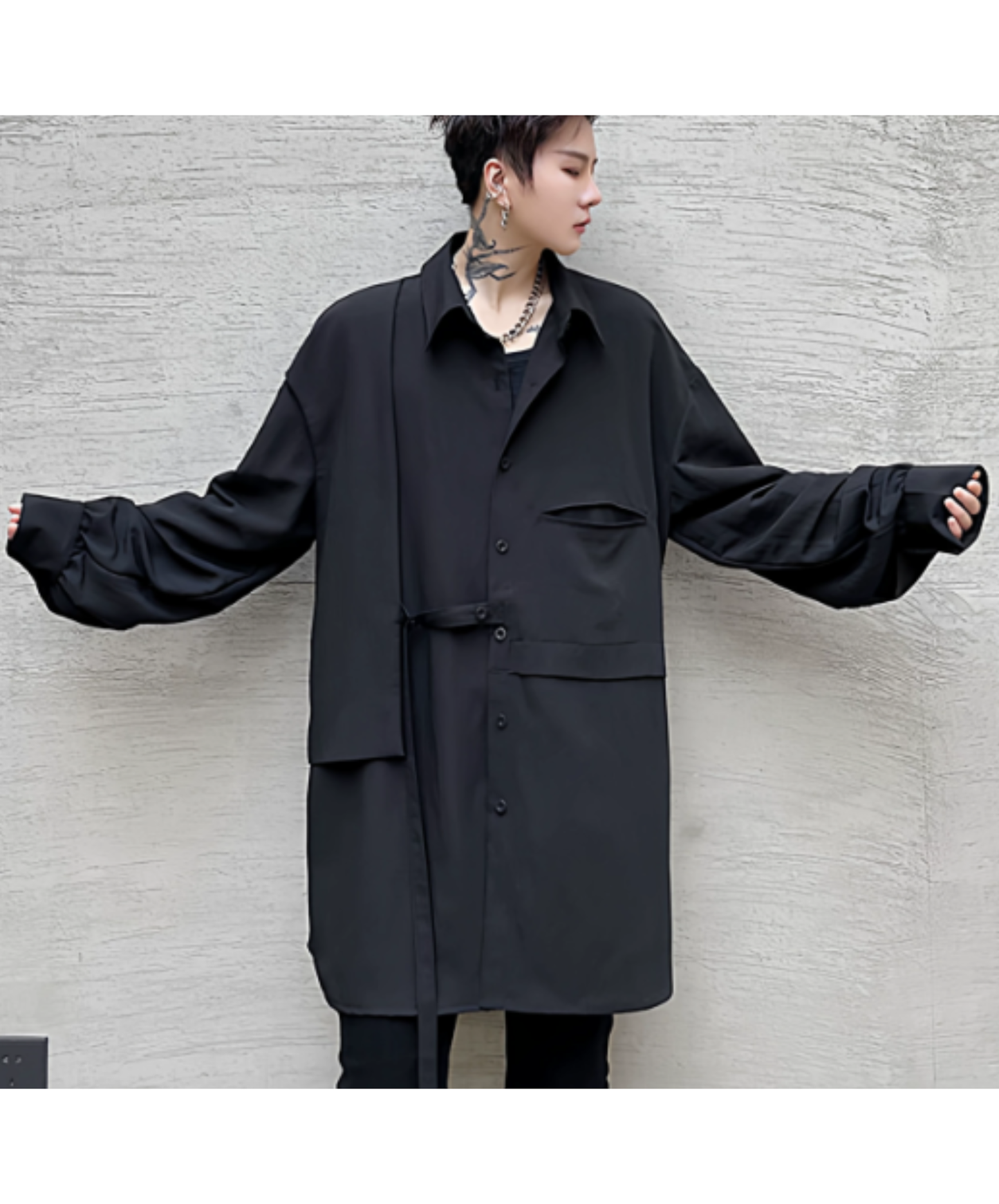 dark with waist string long shirt EN2884