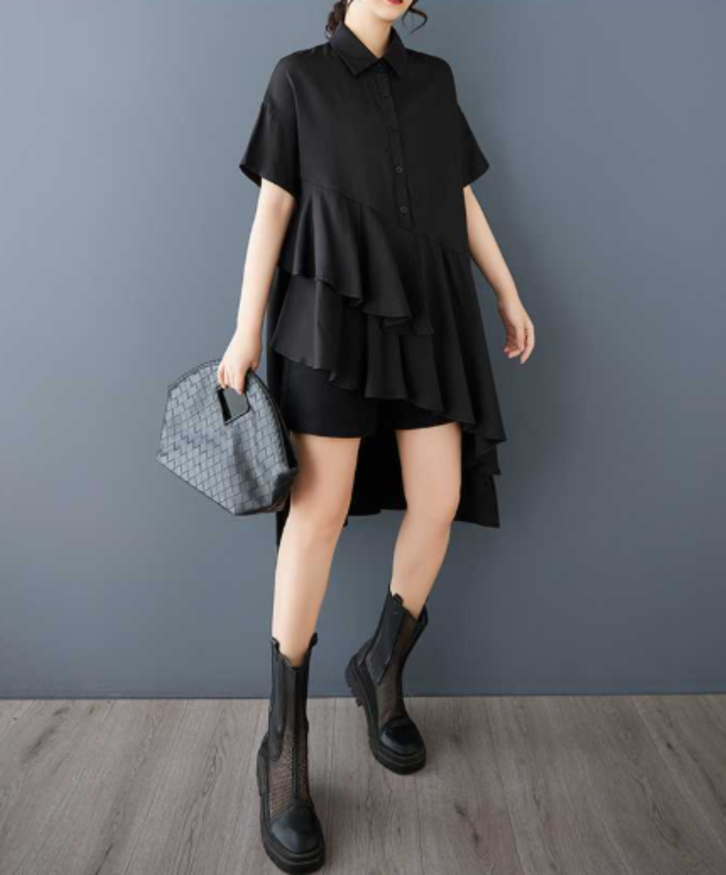 asymmetric tiered design shirt EN3061