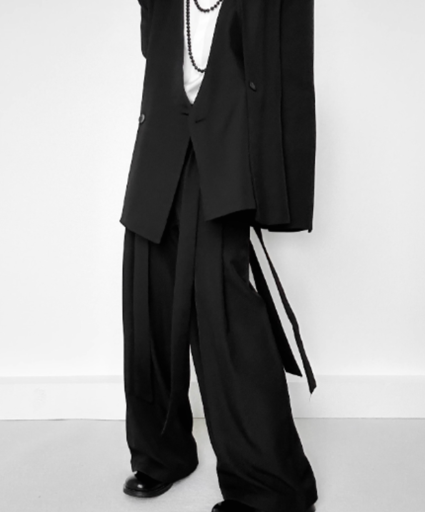 belt design straight casual slacks pants EN2964