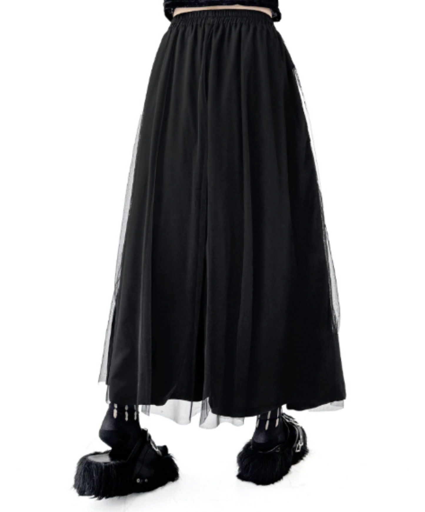 layered mesh patchwork skirt EN3104