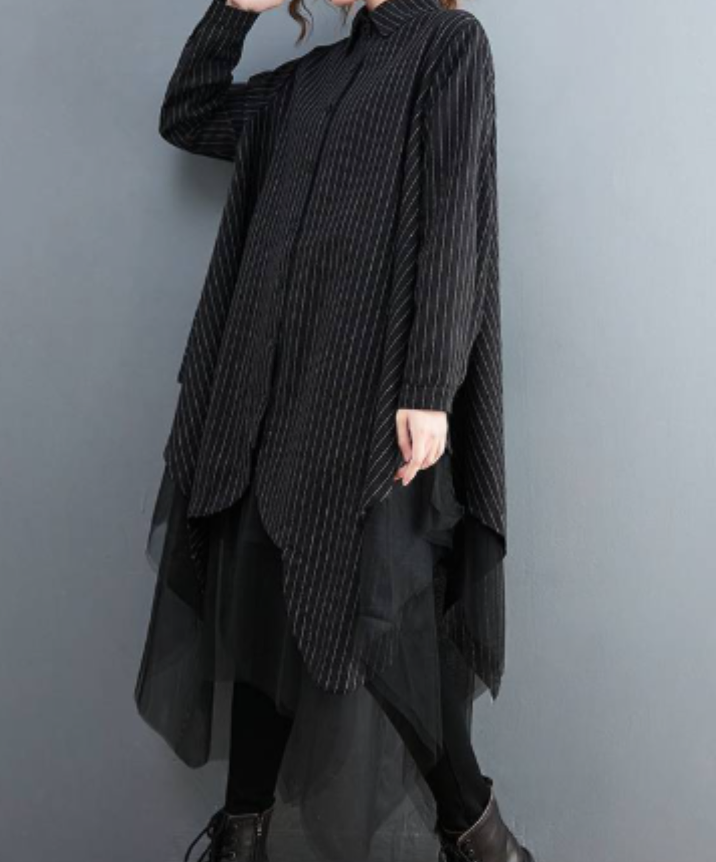 scalloped tulle long shirt EN3097