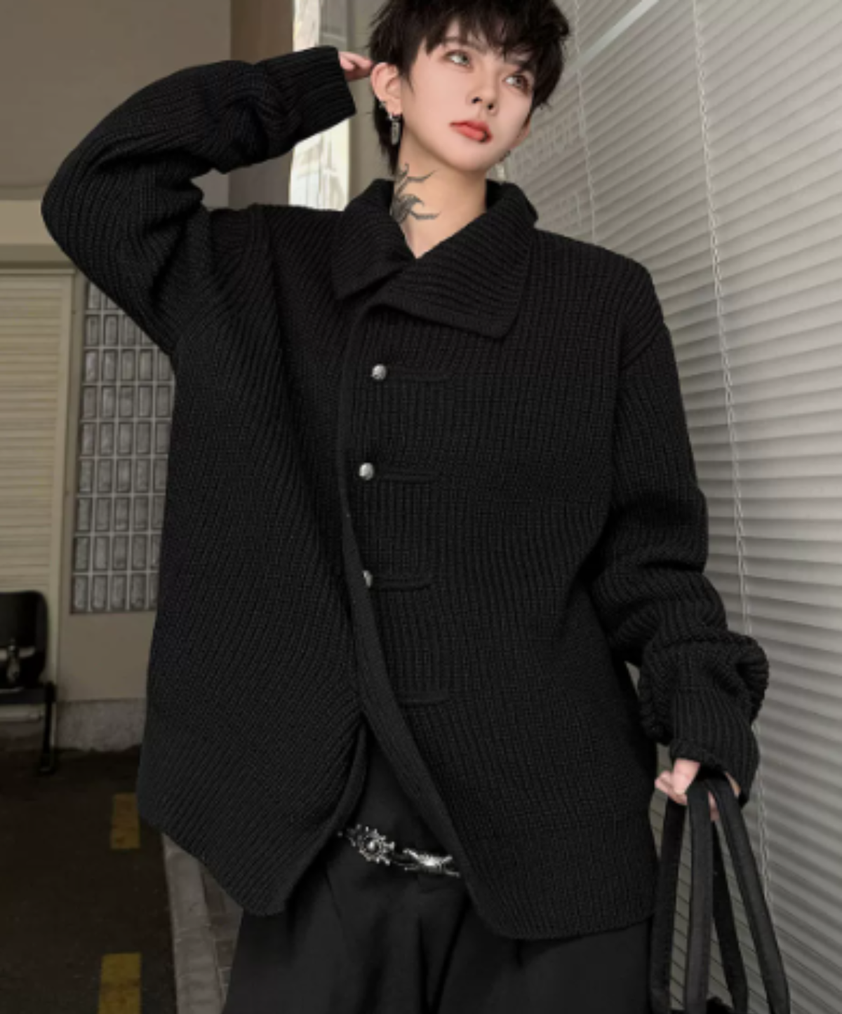 layered-look loose silhouette cardigan EN3255